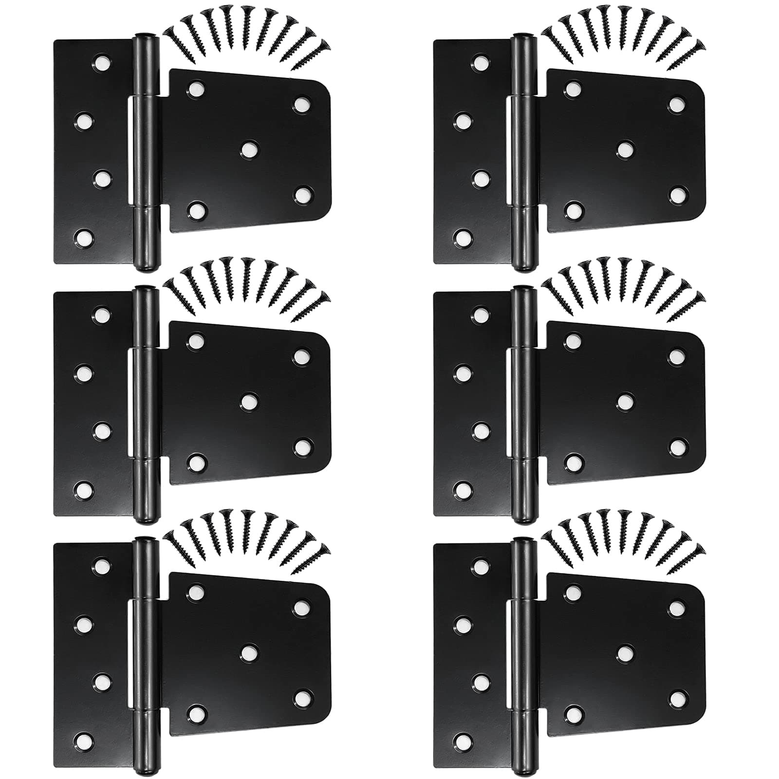 Letowe Heavy Duty Gate Hinges 6 Pack, Black Iron 3.5 Inch Door Hinges for Wood Shed Barn Door Fence Gate Swing Door (Screws Included)