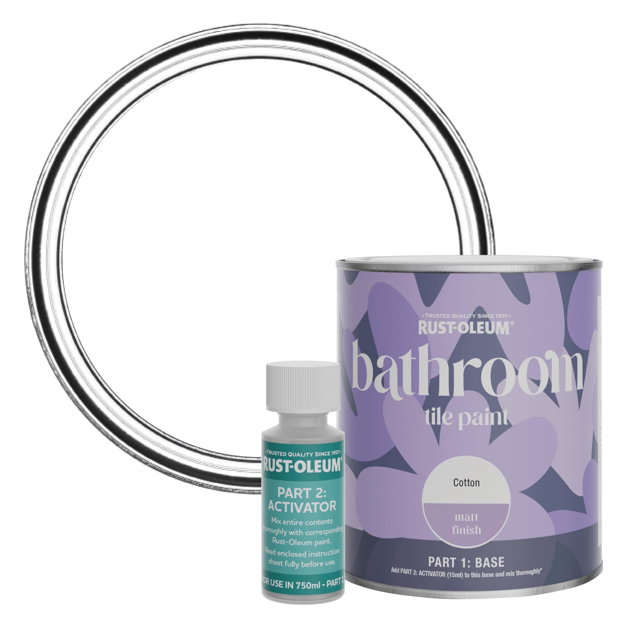 Rust-Oleum White Water-Resistant Bathroom Tile Paint in Matt Finish - Cotton (White) 750ml