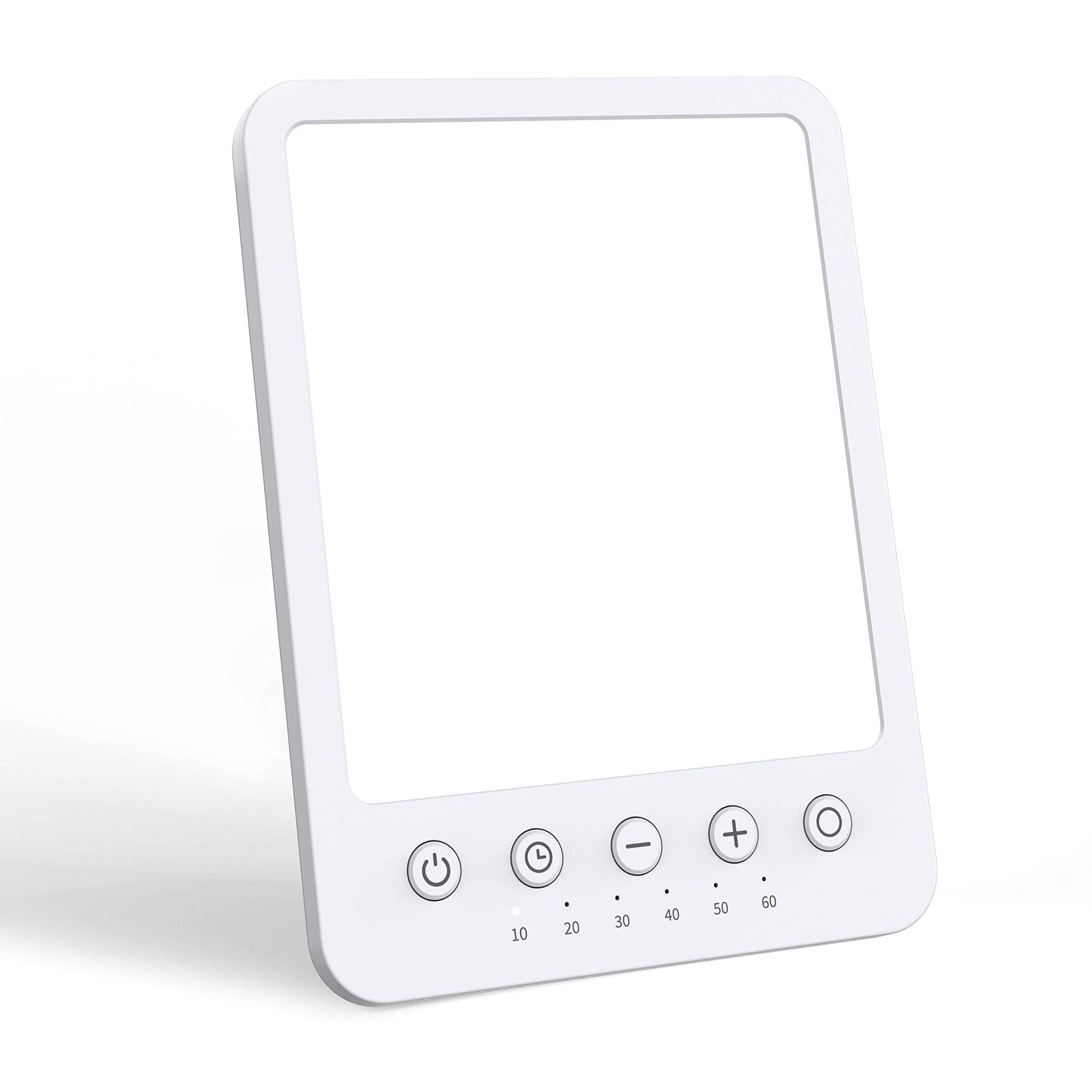 Magicteam Therapy Sun Lamp 10000 Lux LED White Warm Light with 10 Adjustable Brightness and 7 Timer with Memory Function and 2 Flexible Placement (White)