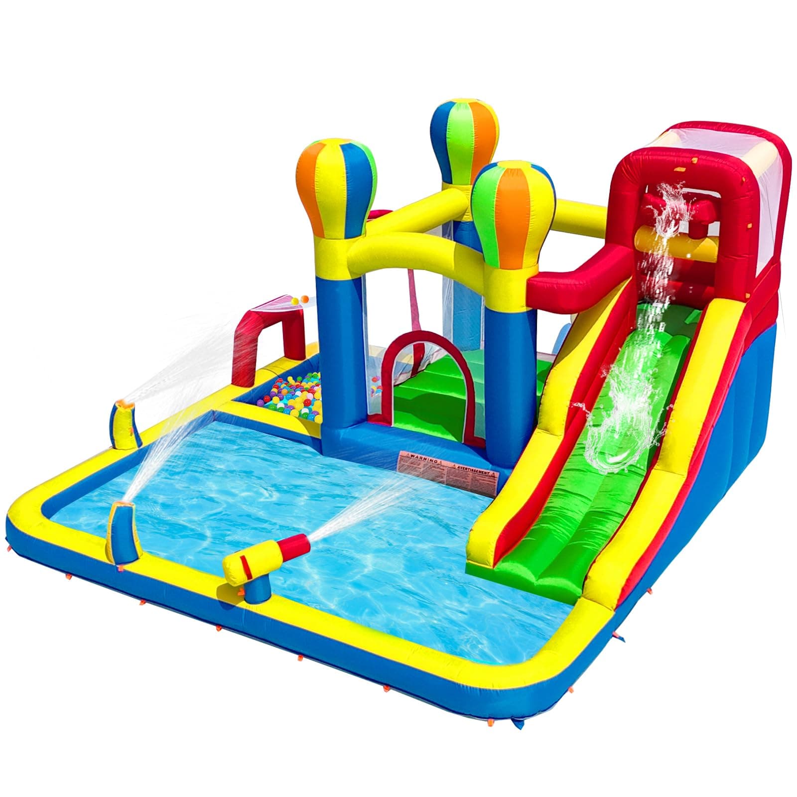 Baralir Inflatable Bounce House with Water Slide – Backyard Inflatable Water Park with 4 Sprinklers, 2 Splash Pools, Fits 5 Kids, Perfect for Summer Fun & Cooling Down