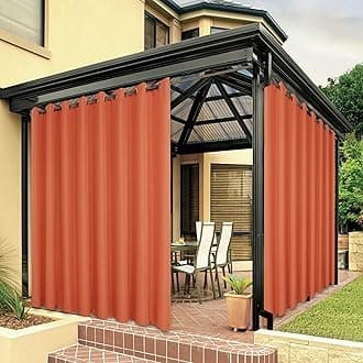 Waterproof Indoor/Outdoor Curtains for Patio Thick Privacy Wide Grommet Curtains for Bedroom, Living Room, Porch, Pergola, Cabana, 1 Panel, 110W x 95L inch, Mecca Orange