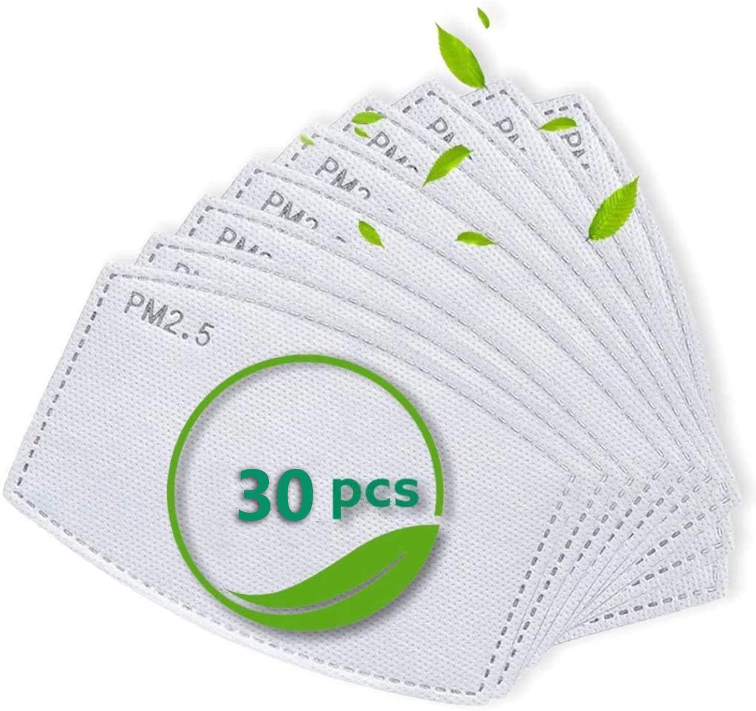 30 PCS Adult PM2.5 Activated Carbon Filter 5 Layers Replaceable Anti Haze Filter Paper