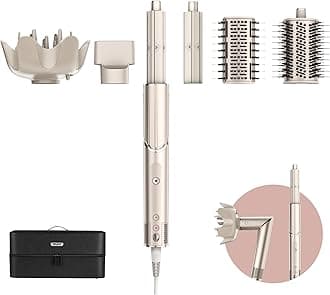 Shark FlexStyle 5-in-1 Hair Styler & Hair Dryer with Auto-Wrap Curlers, Paddle Brush, Oval Brush, Concentrator, Diffuser and Storage Case, No Heat Damage, Stone, HD440SLME, 5 Years Warranty