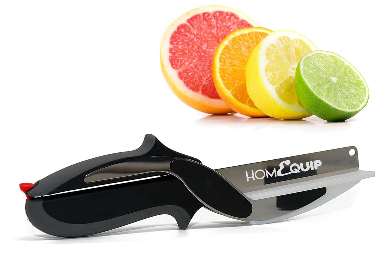 HomeQuip Clever Kitchen Cutter 2-1 - Multipurpose Kitchen Gadget | Cut Your Fruits, Vegetables, Cheese, Baguette & Even Chicken Quickly and Easily - Includes Free Holder