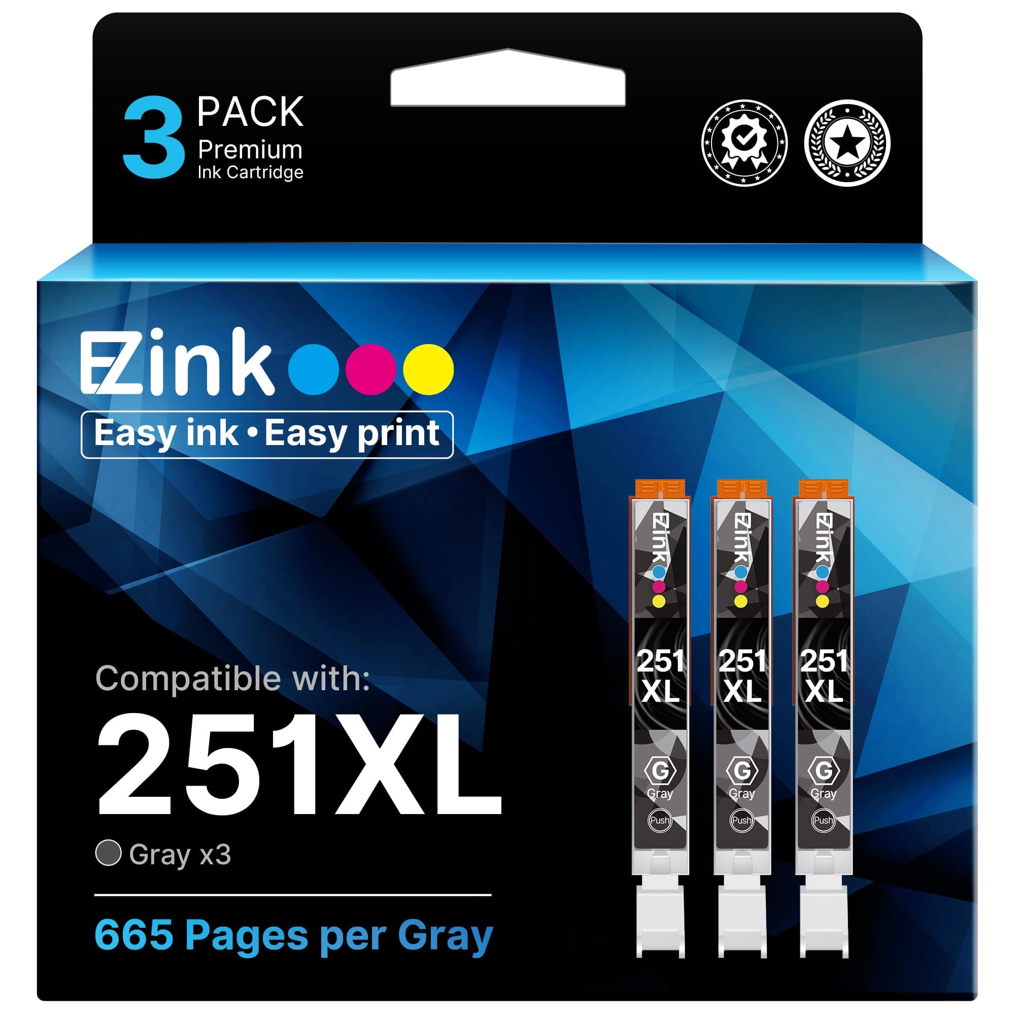 Compatible Ink Cartridge Replacement for CLI-251XL CLI 251 XL to use with PIXMA MG6320 MG7120 MG7520 IP8720 (Gray) 3 Pack