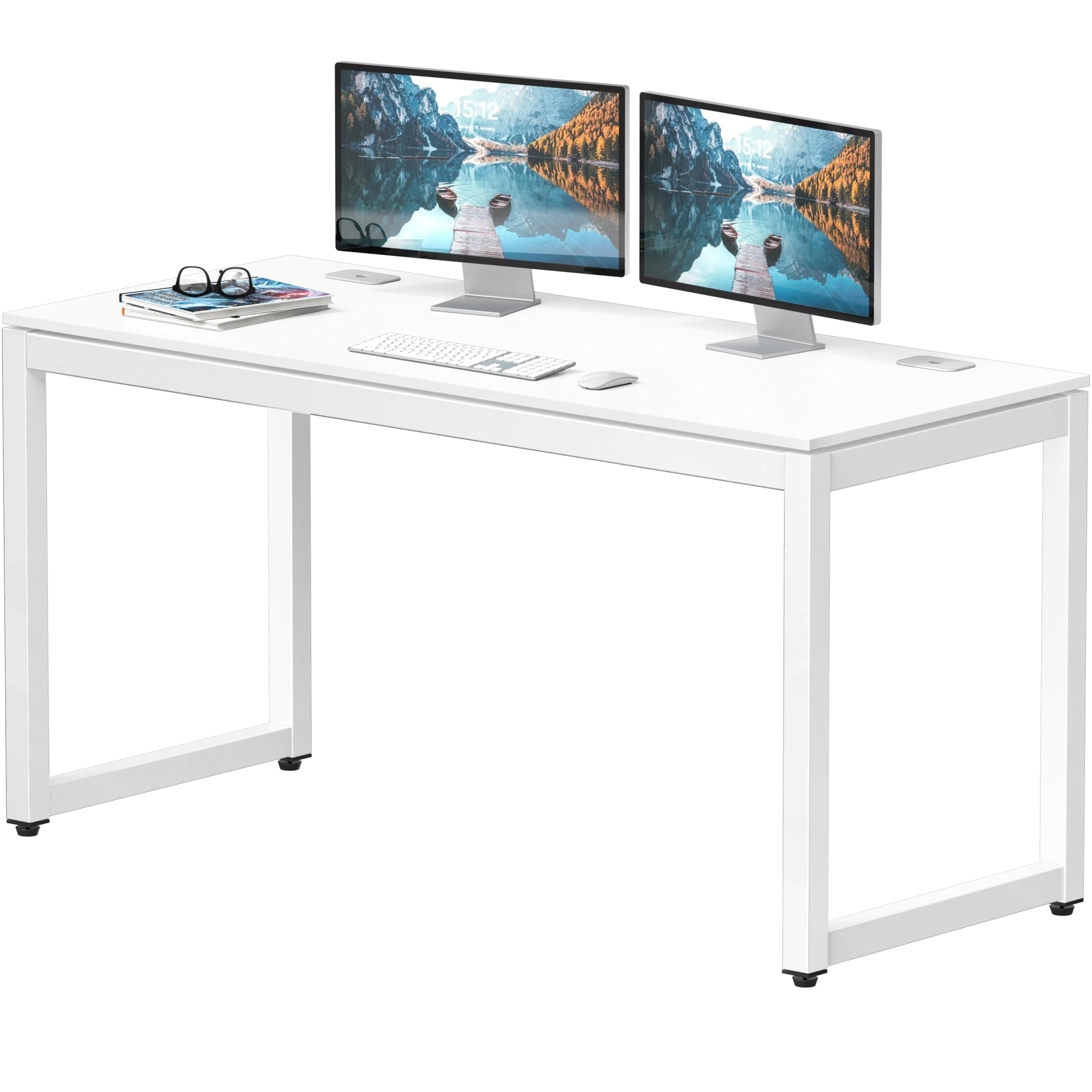 SHW 55-Inch Commercial-Grade Office Computer Desk, White