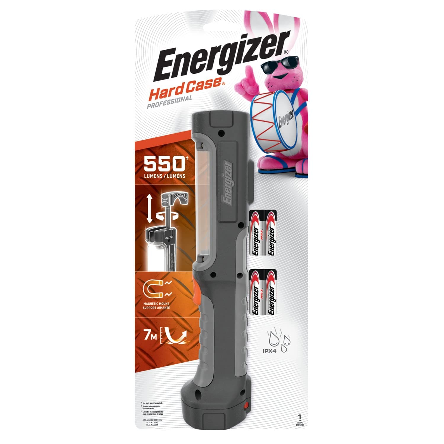 Energizer HC-550 LED Flashlight, Water Resistant LED Magnetic Work Light, Flash Light with AA Batteries Included, Pack of 2