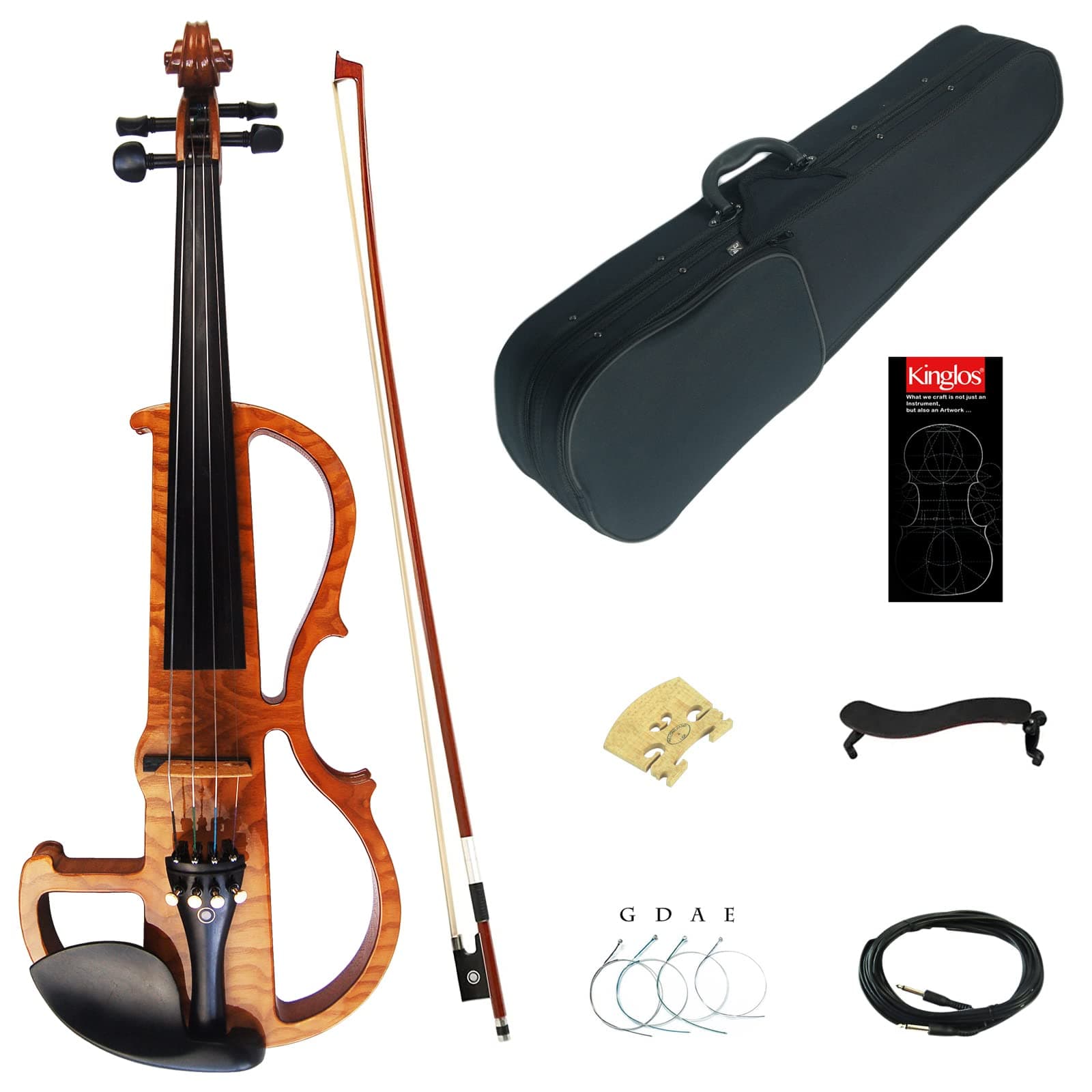 4/4 Solid Wood Advanced Wood Grain Electric/Silent Violin Kit with Ebony Fittings Full Size (MWDS1901)