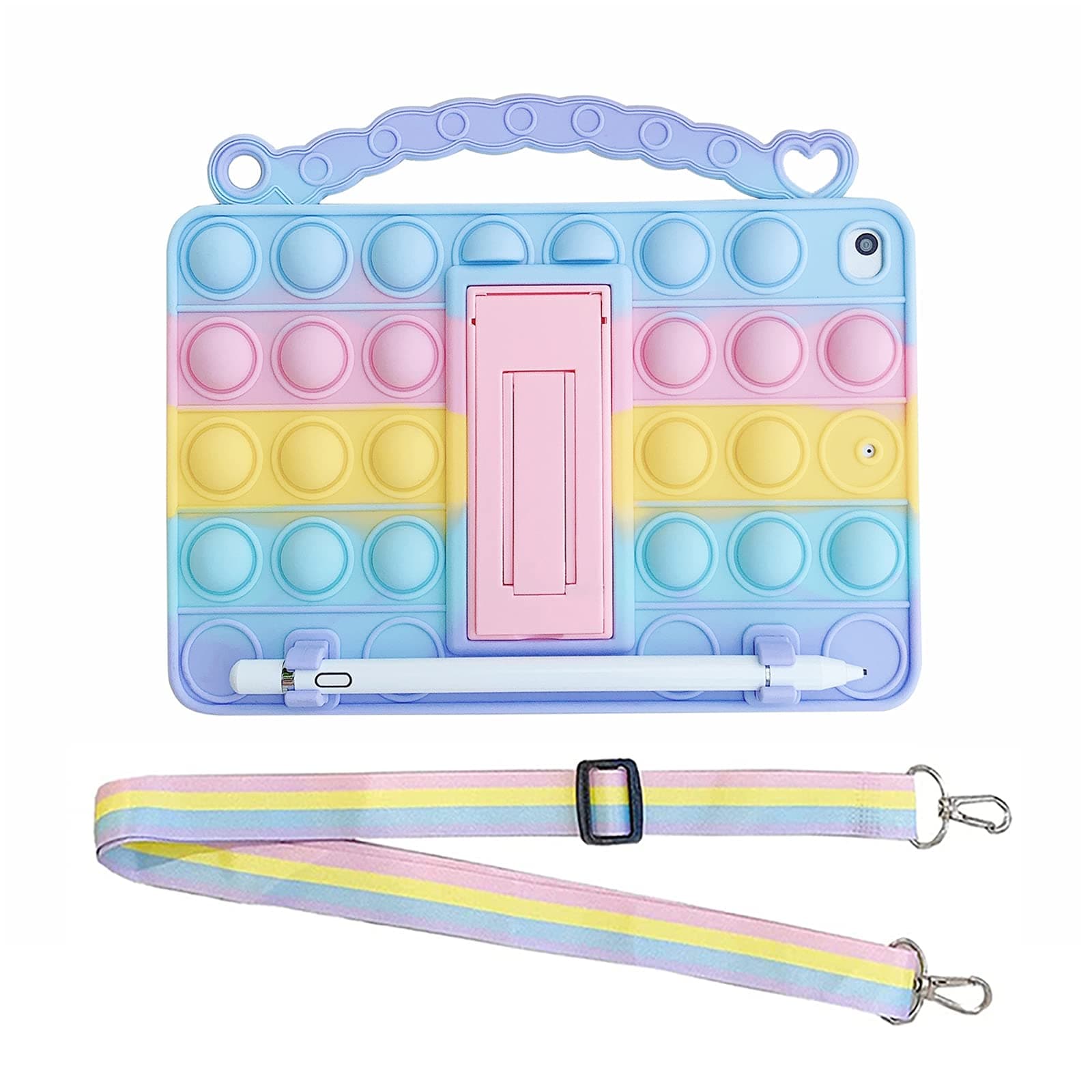 XZC Push Pop Fidget Case for Samsung Galaxy Tab A 2019 8.0 inch SM-T290/T295/T297 Kids Stylish Shockproof Tablet Cover with Pencil Holder Hand Strap Carrying Strap Kickstand (Samsung Galaxy Tab A 8.0)