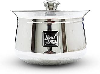 NEXT Future - 2000ml, Heavy Gauge Dahi/Curd/Milk Pot Stainless Steel Handi/Bartan/Utensils, Highly Polished Cookware & Serveware Handi for Kitchen with Lid & Knob (2000ml)