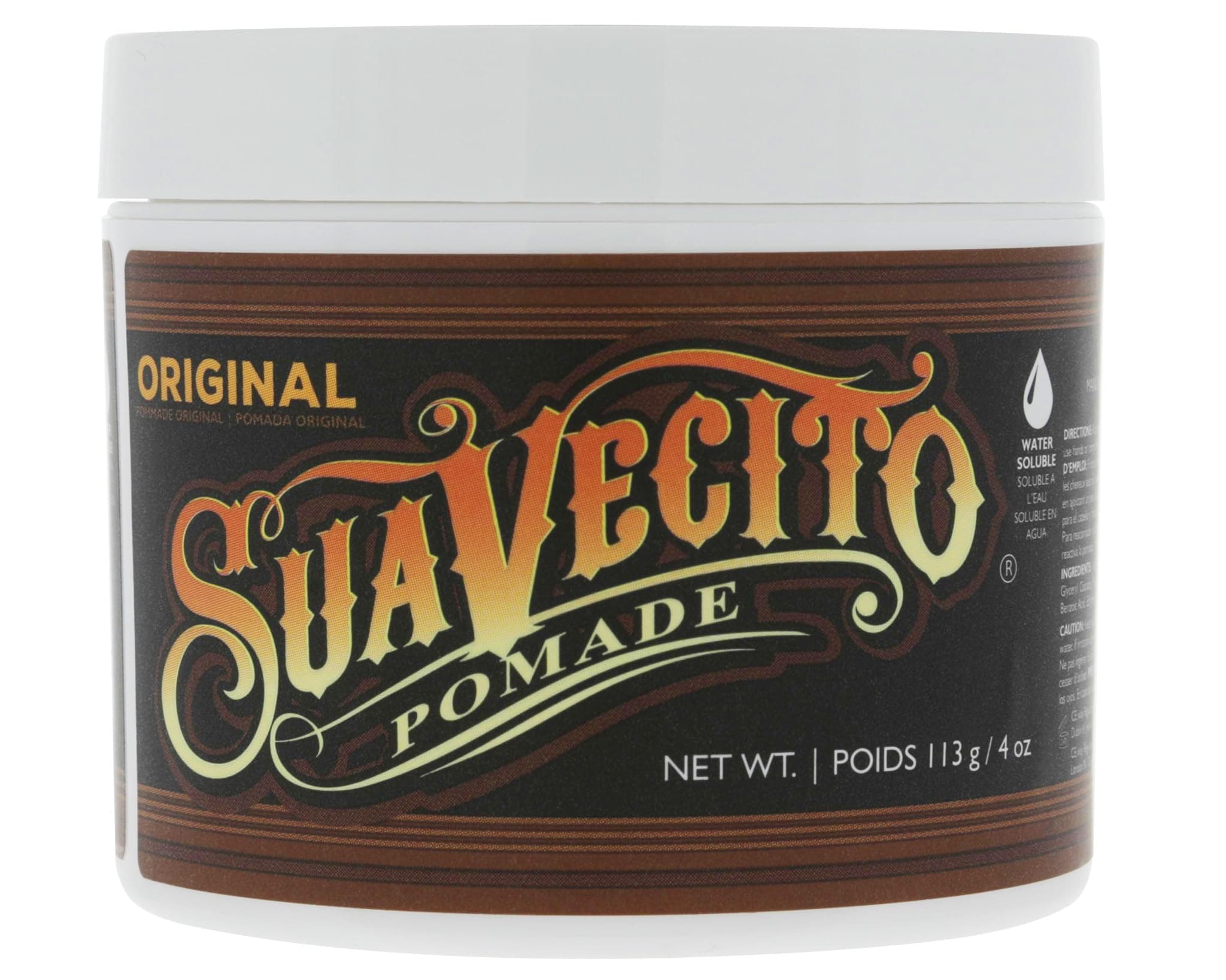 Suavecito Pomade Original Hold For Men 4 oz, 1 Pack - Medium Shine Water Based Wax Like Flake Free Hair Gel - Easy To Wash Out - All Day Hold For All Hairstyles