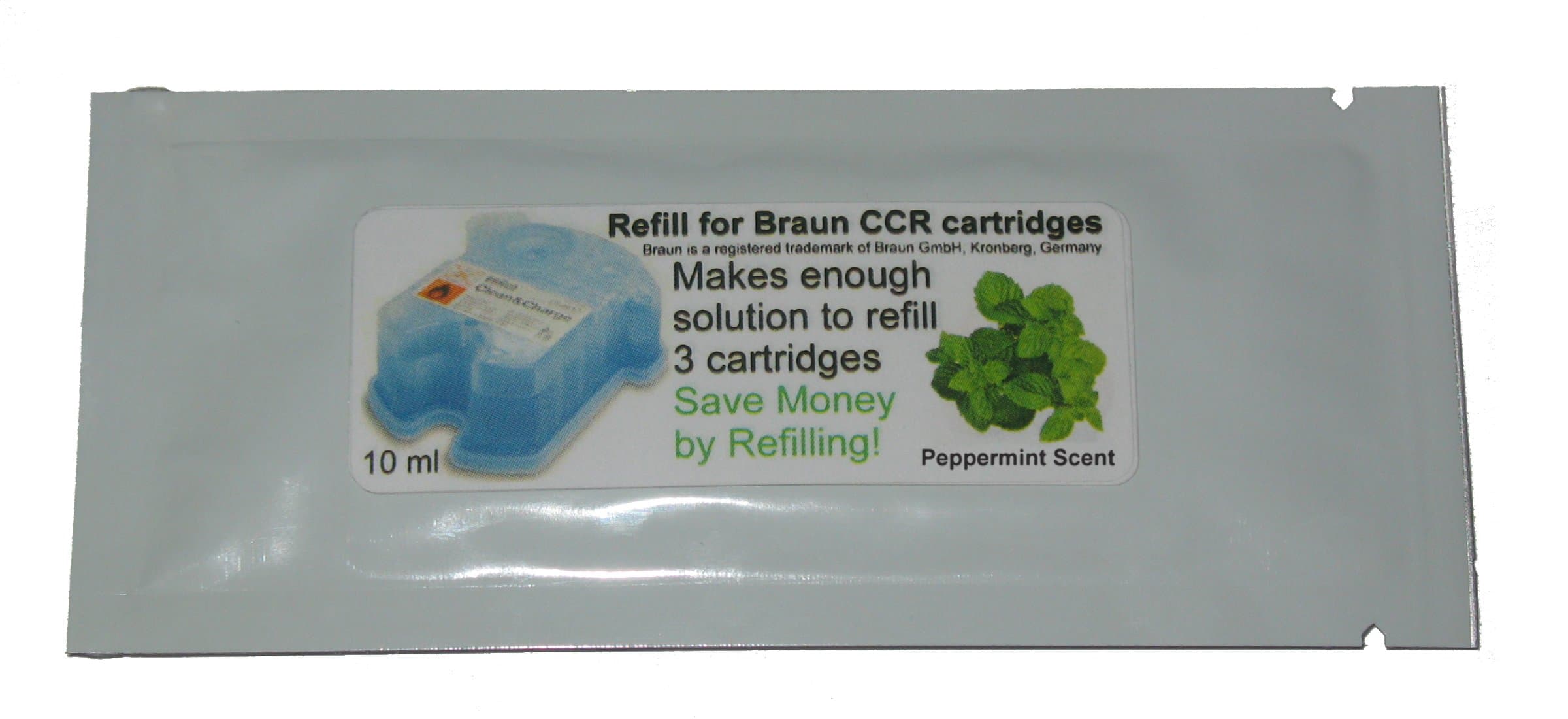 Refill Solution compatible with Braun® Clean & Renew® CCR3 Shaver Cartridges (Peppermint, 5 Packets (15 refills))