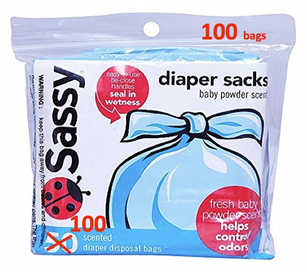 Disposable Scented Diaper Sacks - 100 Count - 25 Sacks per Roll, Blue (40012)