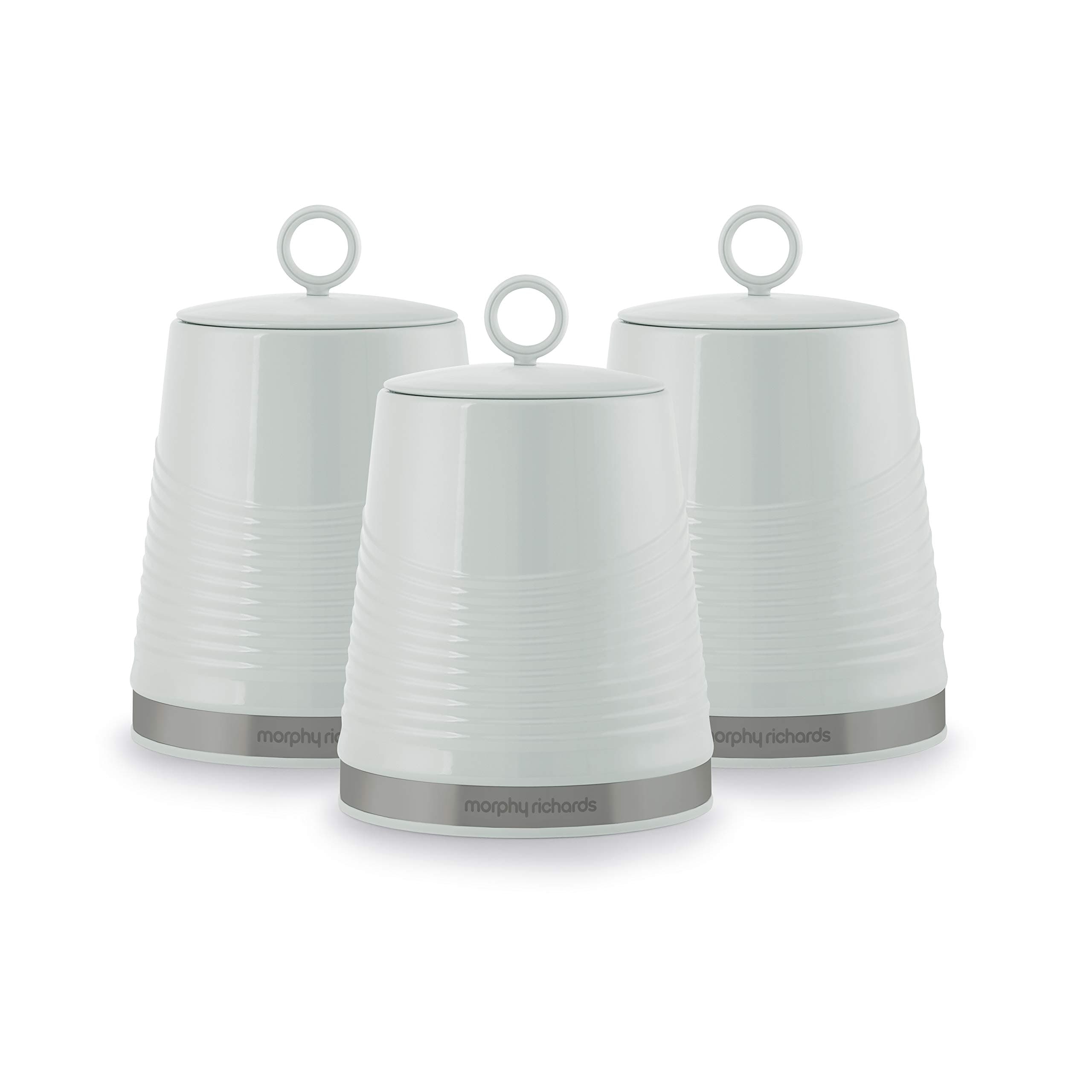 Morphy Richards 976007 Dune Kitchen Storage, Tea Coffee Sugar Set of 3 Canisters, Sage Green, 1