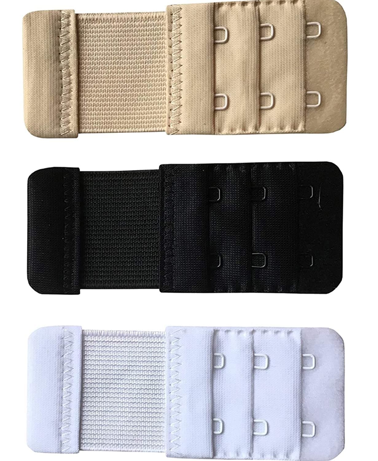 NOIAWomen's Polyester Bra Extender With Extra Long Elastic For Extra Bra Band Length-3 Hook-PACK Of 1,2,3 -Color- Multi Colored