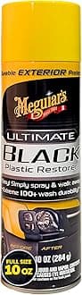 Meguiar's Ultimate Black Plastic Restorer, Restore Faded Exterior Trim, Add Shine and Protect Exterior Surfaces with Durability and UV Protection, Makes Plastic Look Like New, 10 Oz Aerosol