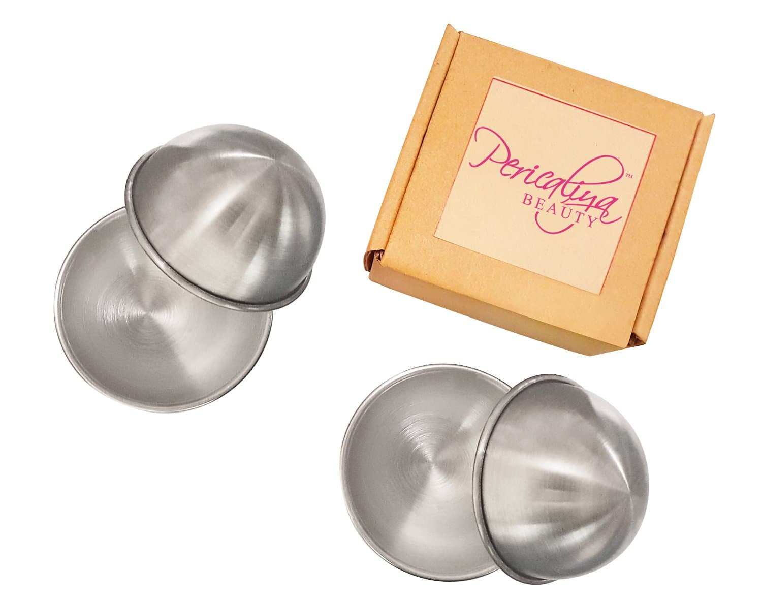 DIY Bath Bomb Mold 4pc Set - 2.56 Inch Silver Stainless Steel Soap Making Molds by Pericaliya