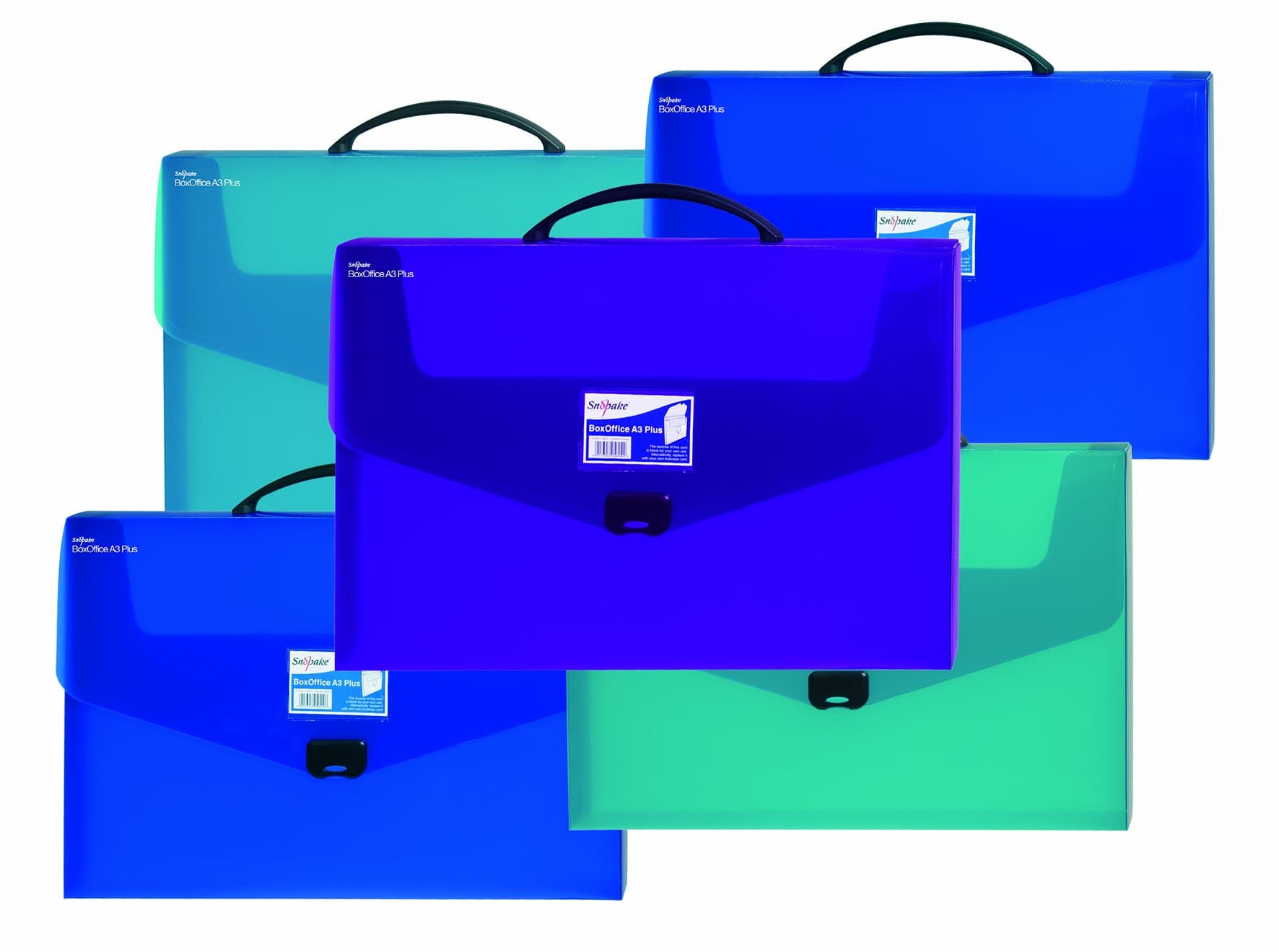 SnopakeA3 Plus 30 mm BoxOffice – Electra Assorted [Pack of 5] Storage Case with Carry Handle & Business Card Holder [13812]