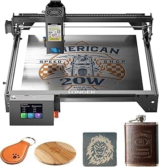 Longer RAY5 Laser Engraver, Laser Engraver 20W Output Power, 3.5” Color Touch Screen, App Offline Control, DIY Engraver Tool for Metal/Glass/Wood Engraving Area 15.75"x14.37"