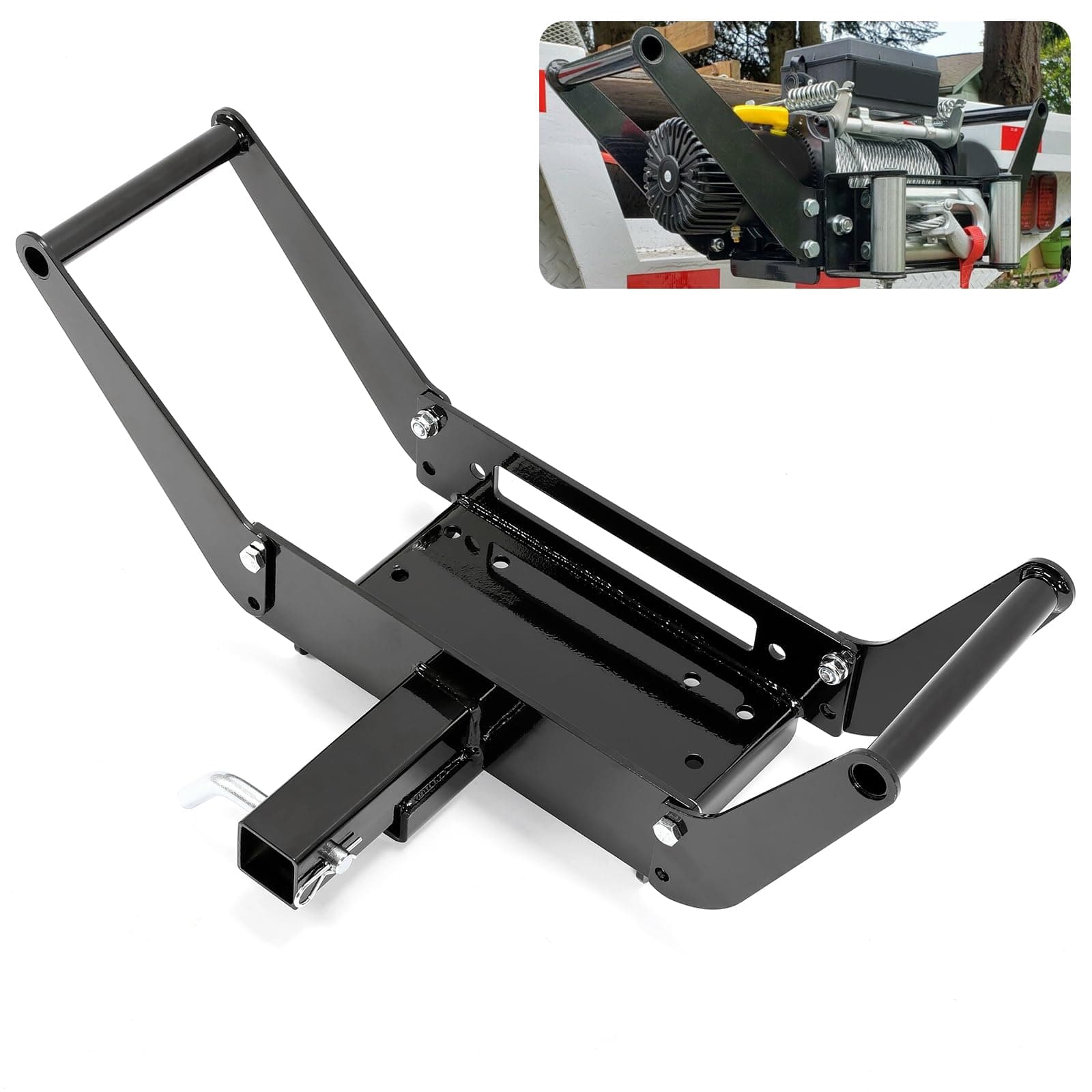 10" x 4 1/2" Cradle Winch Mounting Plate Winch Mount Recovery Winches Bumper 2' Hitch Receiver 15000 Lb Capacity