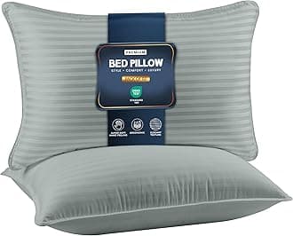 Bed Pillows for Sleeping Queen Size (Light Grey), Set of 2, Cooling Hotel Quality, for Back, Stomach or Side Sleepers