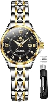 OLEVSWomen's Watches Luxury Diamond Arabic Dial Wrist Watch for Women with Date Waterproof Stainless Steel Quartz Ladies Watch