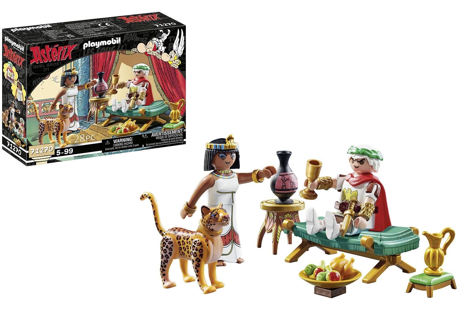 71270 Asterix: Caesar & Cleopatra, Caesar & Cleopatra with leopard, collection play figures, asterix collectors and fans, fun imaginative role play, playsets suitable for children ages 5+