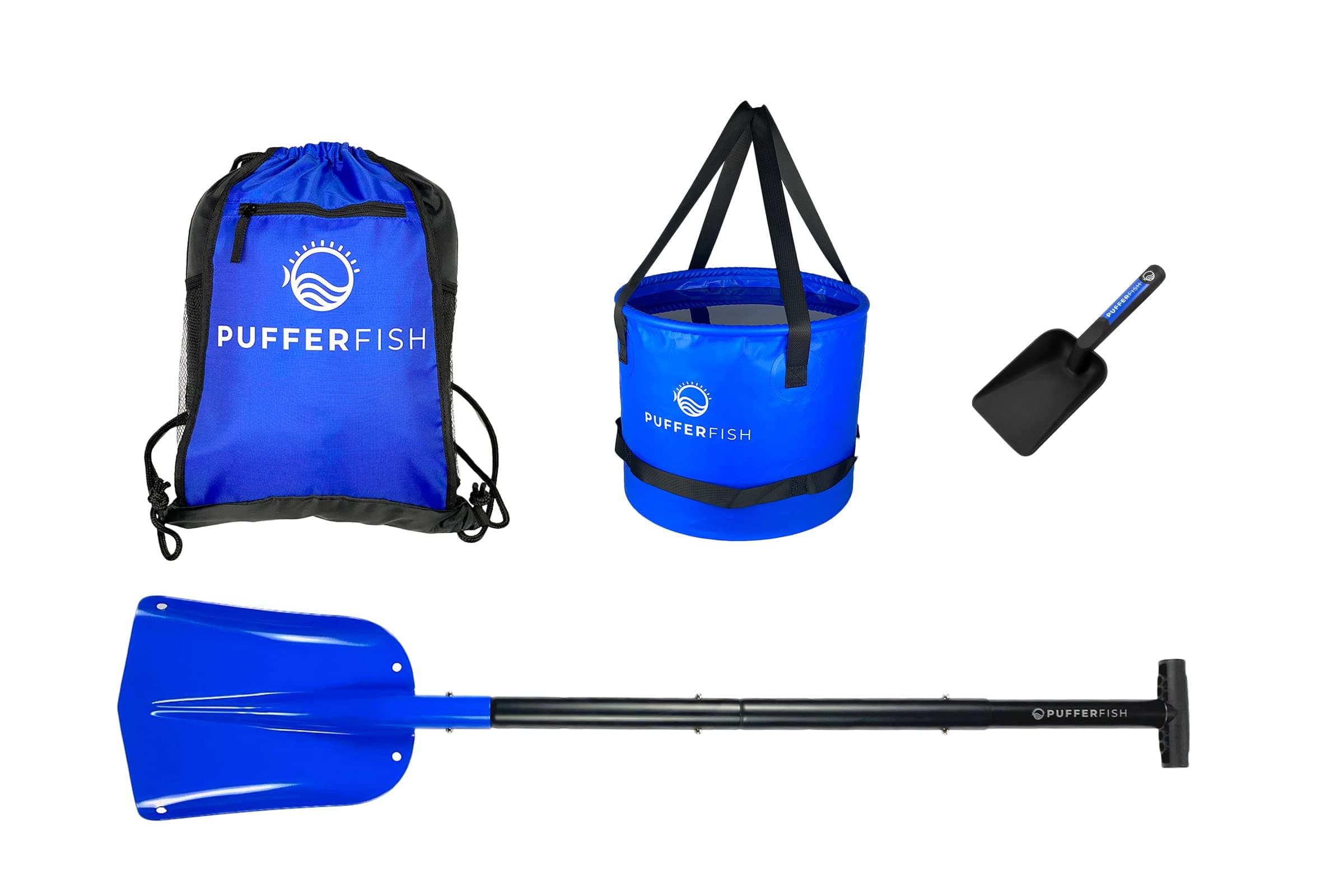 PUFFERFISH Sand Castle KIT - PRO-Quality Tools for Building Amazing Sand Castles, Including Bucket, Big Beach Shovel, and Super Scoop Made from Recycled Fishing nets