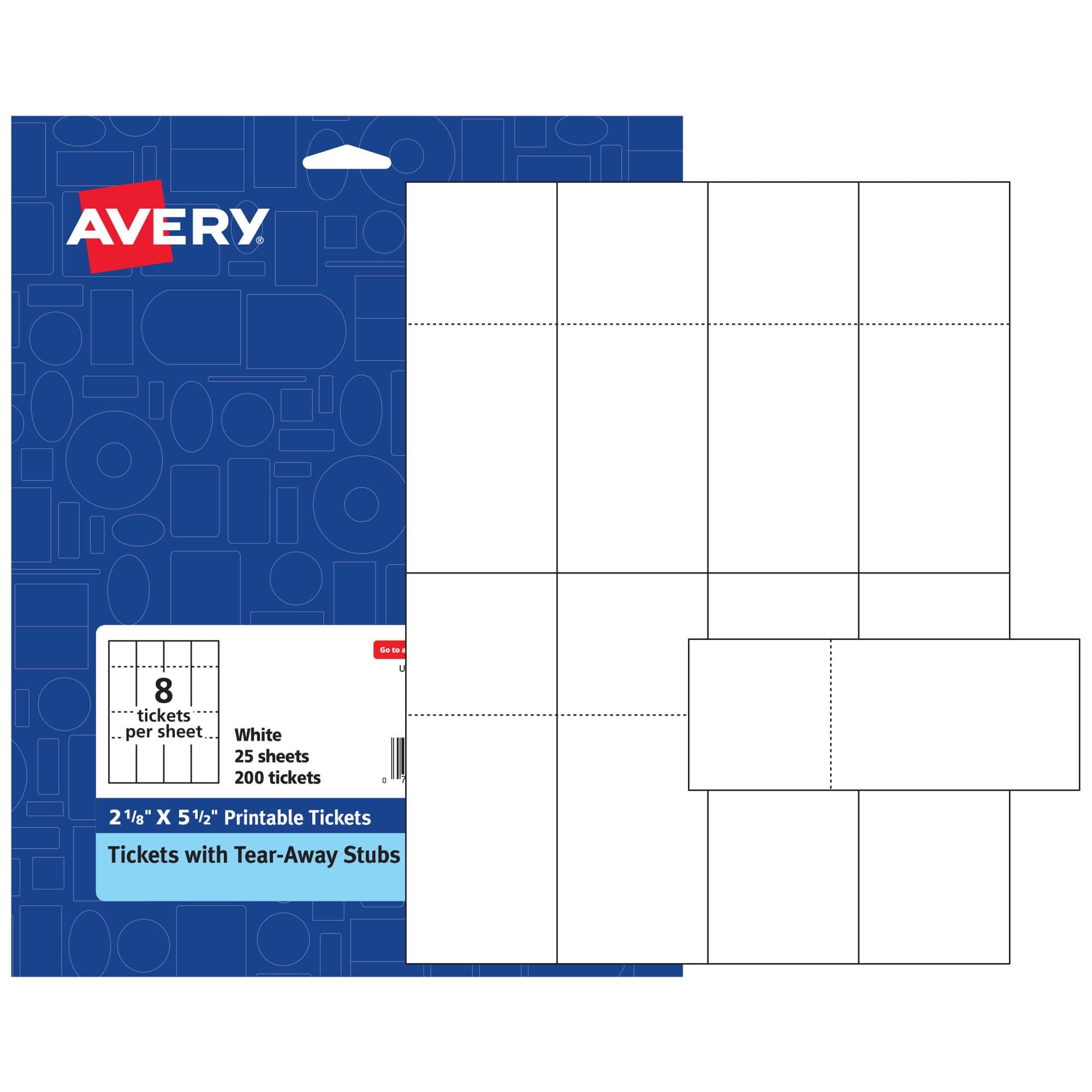 Avery Printable Tickets, 2-1/8" x 5-1/2", Laser/Inkjet, 200 Total, Great for Raffle Tickets (16431)