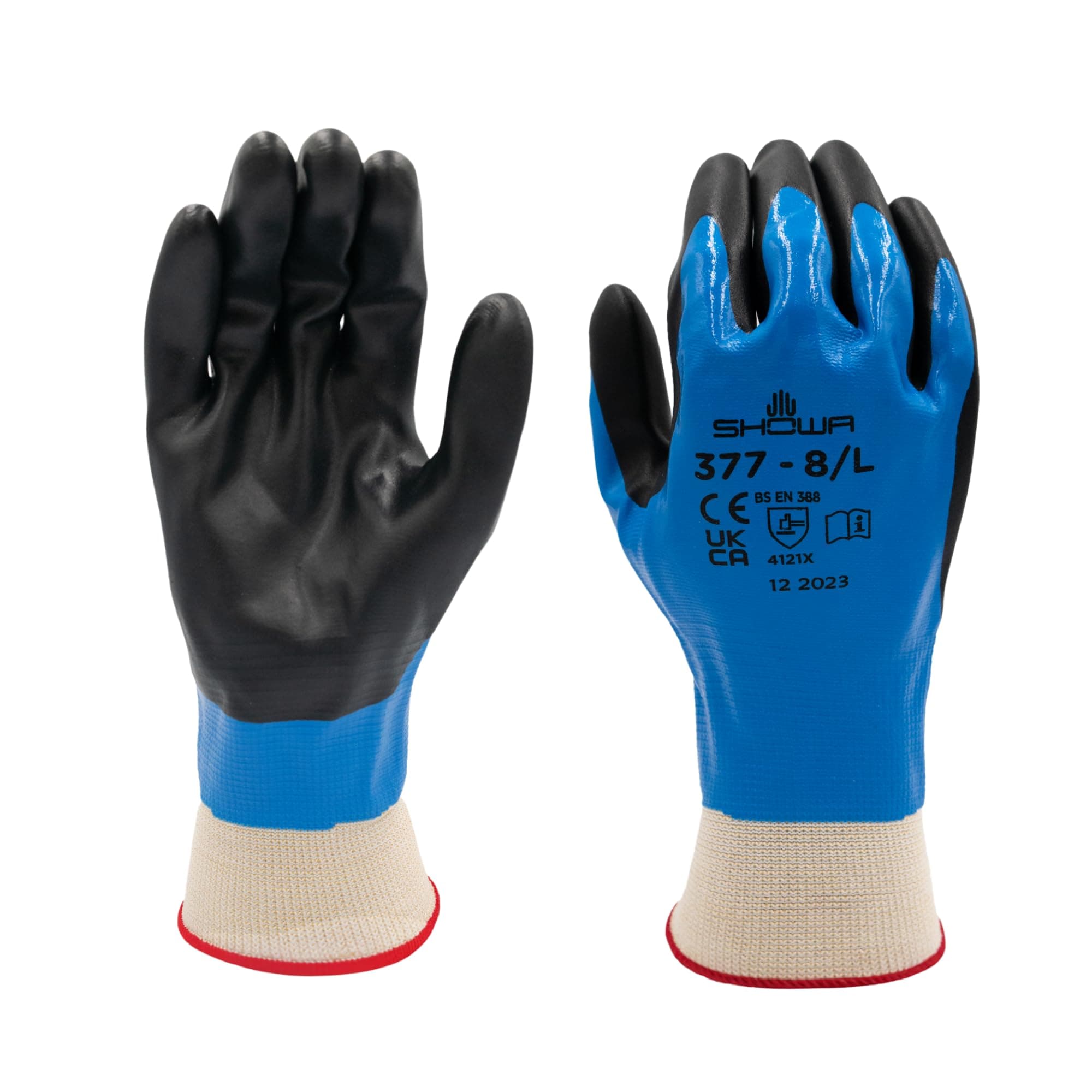 377 Nitrile/Nitrile Foam Fully Coated General Purpose Work Gloves with Poly/Nylon Liner, 13-Gauge, Medium (12 Pair)