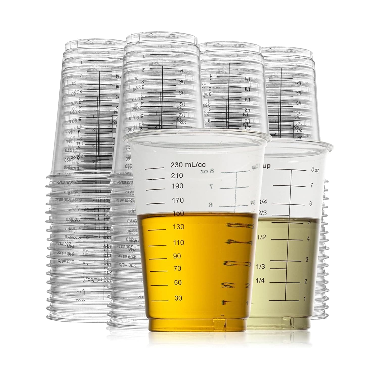 Prestee 50 Disposable Measuring Cups 8 oz - Plastic Paint Measuring Cups and ...