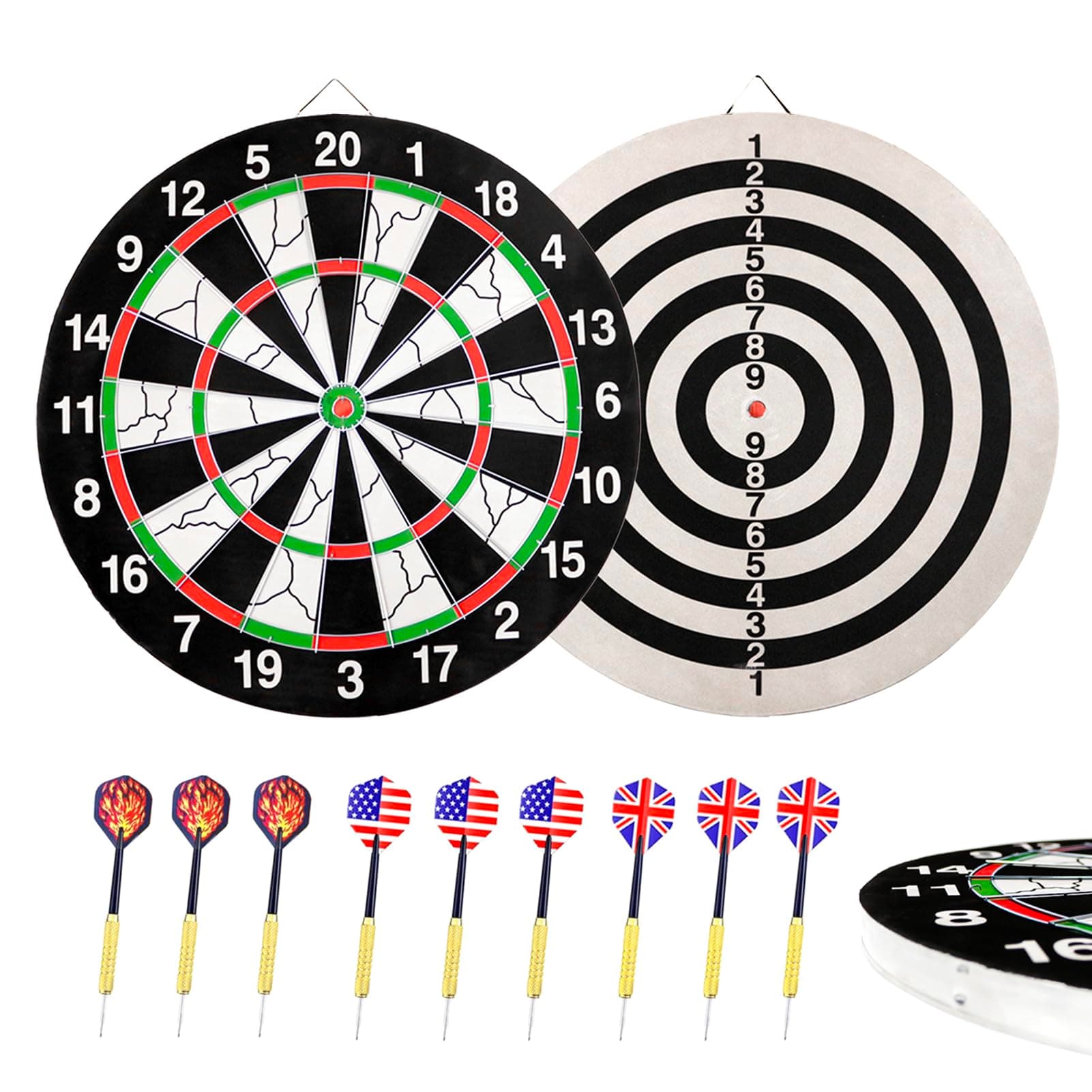 17'' (43cm) Dartboard Double Side 2cm Thickness with 9 Darts Set
