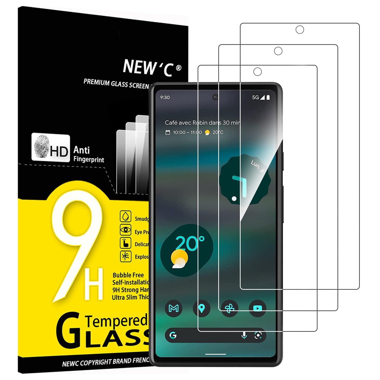 3 Pack Designed for Google Pixel 6a Screen Protector (6.1"), Tempered Glass, Case Friendly Anti Scratch Bubble Free Ultra Resistant