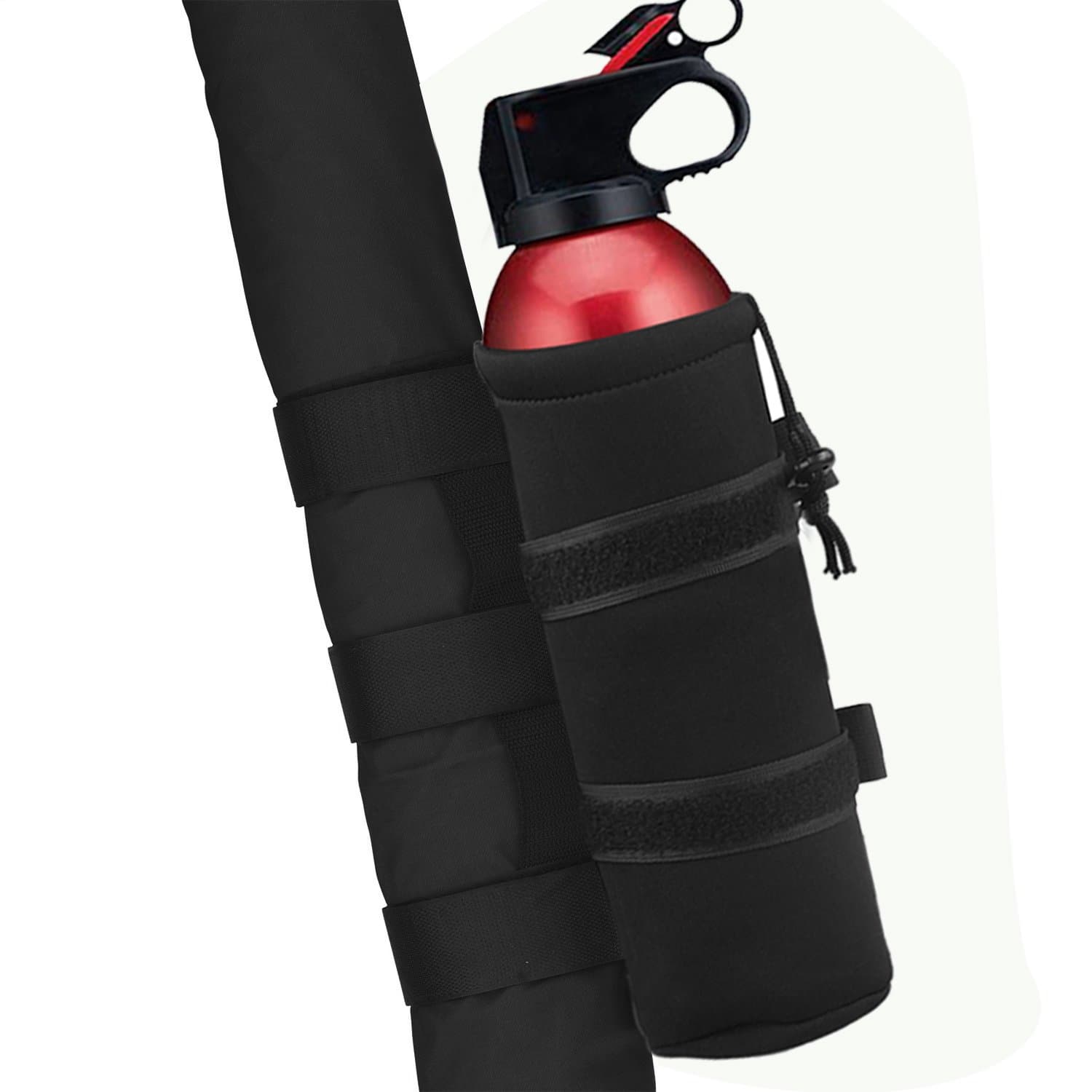 Winunite 1PC Black Roll Bar 2.5 lb Fire Extinguisher Holder Bag Compatible with Jeep Wrangler Car Truck 4x4 UTV Vehicle Extinguisher Strap Mount Bracket Strap