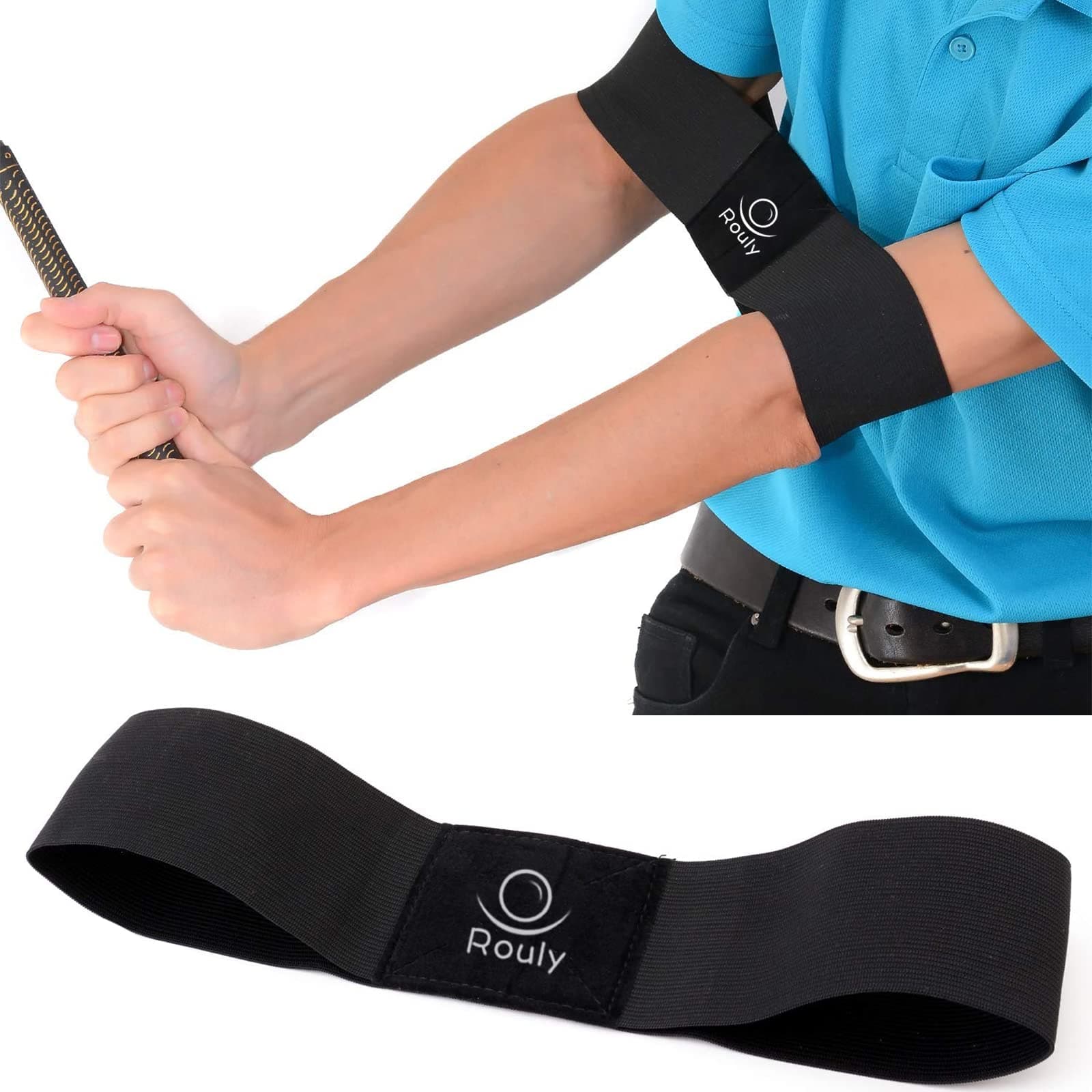 Golf Swing Trainer Aid,Swing Correcting Arm Band, Swing Easy Black