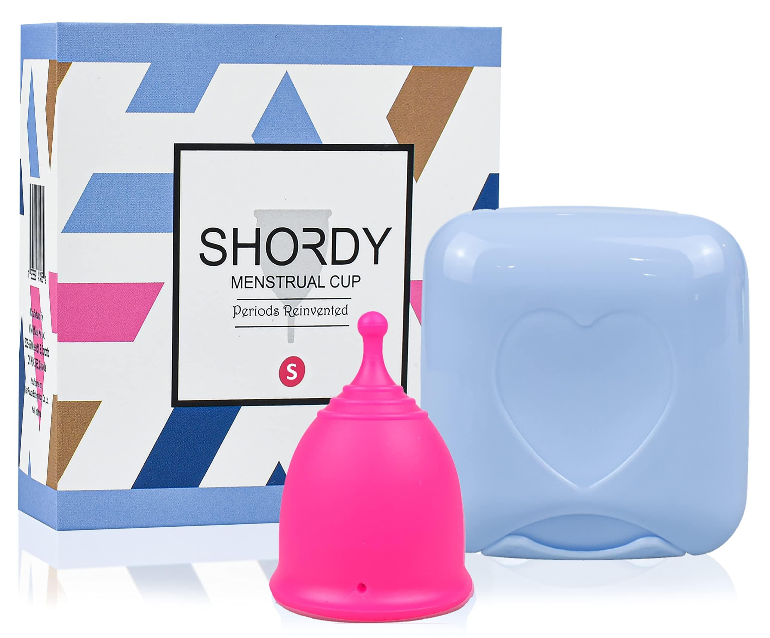 Shordy Menstrual Cup with Mini Box, Period Cup Made with Medical Grade Silicone, Better Alternative to Sanitary Pads and Tampons, Hygienic and Safe (Pink S (Pack of 1))