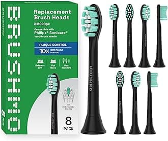 BRUSHMO（ブラシモ） Brushmo Replacement Toothbrush Heads Compatible for Philips Sonicare C2 Optimal Plaque Control HX9023/65, Black, 8 Pack