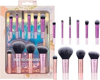 Real Technique Travel Fanstasy Mini Brush Kit, Makeup Brushes, Mini Sized Brushes, Perfect For Travel or On The Go, 10 Piece Set, Purple