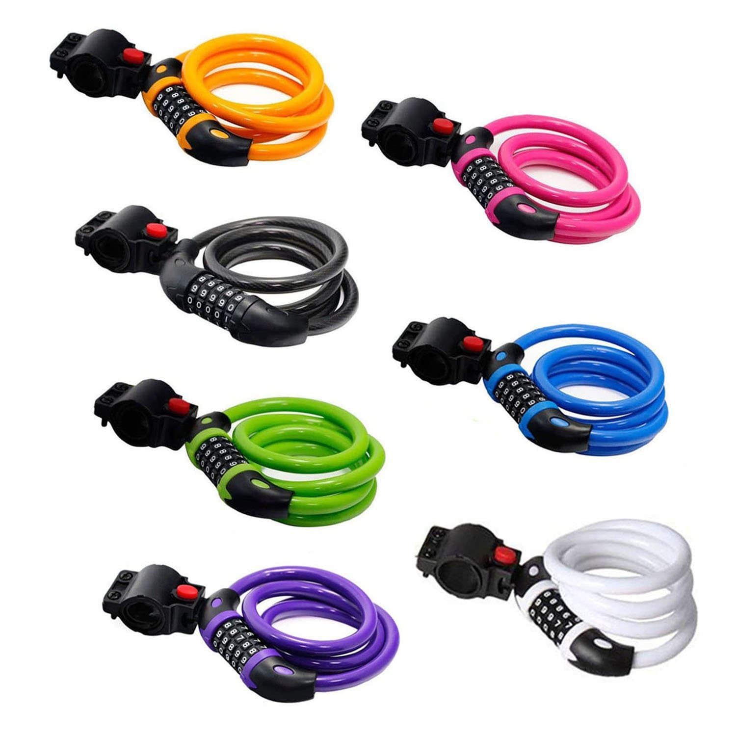 Bicycle Lock - High Security 5 Digit Combination Coiling Cable Lock, Best for Outdoors, 1.2mx12mm