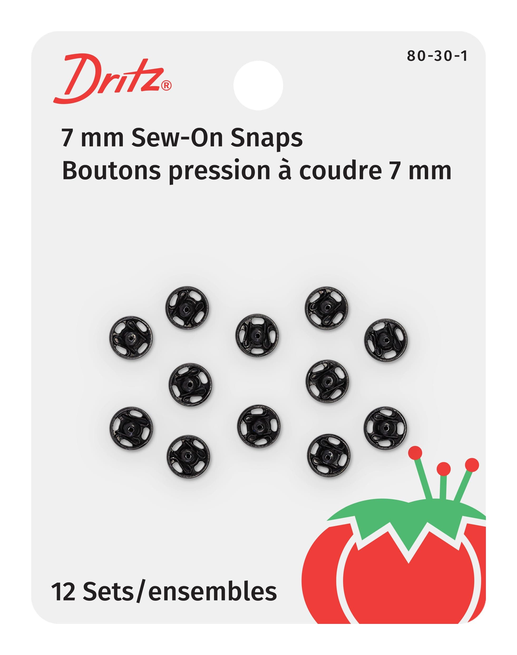 Dritz(R) Black Sew-On Snaps - Size 3/0 12/Pkg