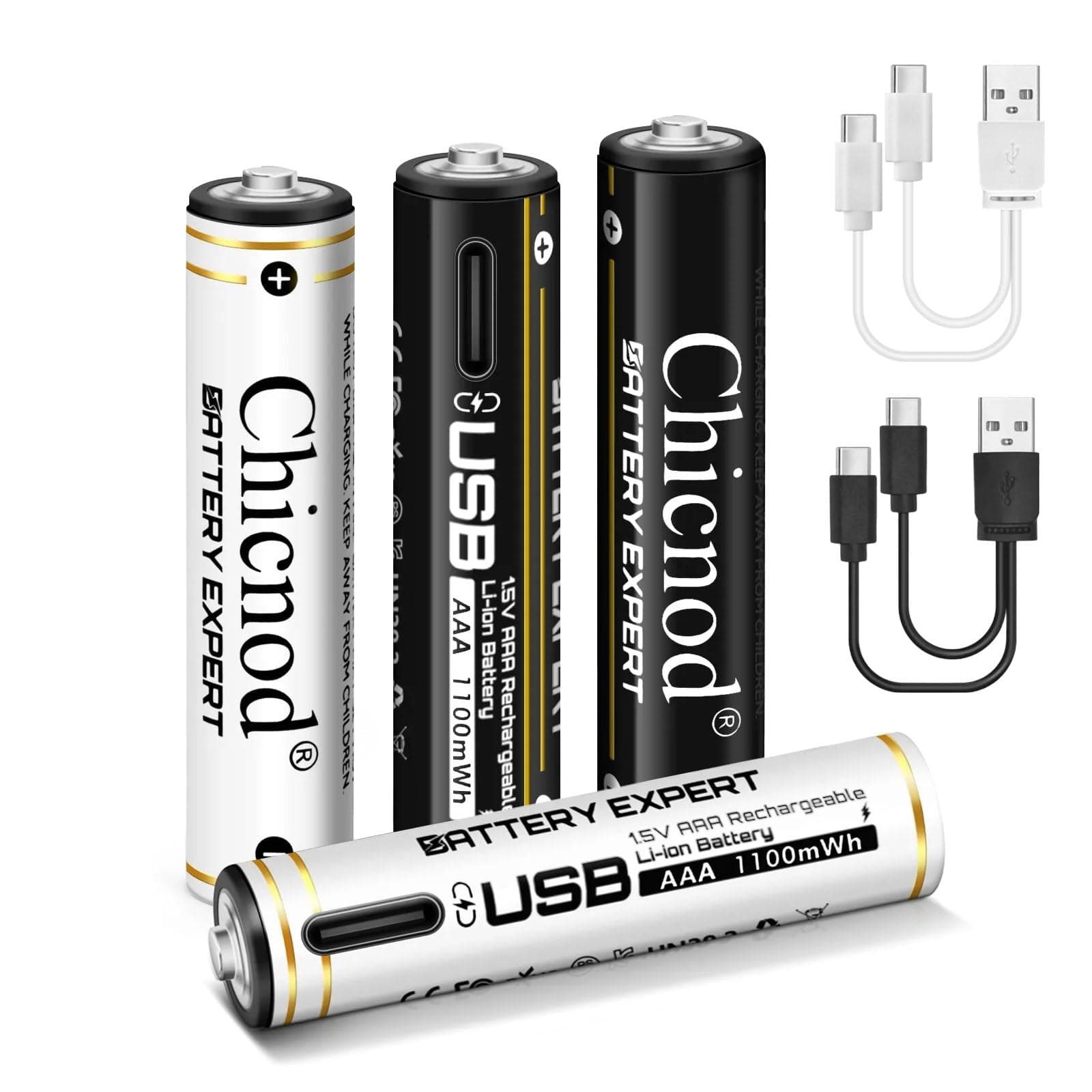 8-Pack AAA Batteries 1.5V USB Rechargeable Batteries AAA, 1100mWh Triple A Lithium Rechargeable Battery, 1200 Cycles Long Lasting High Capacity Batteries