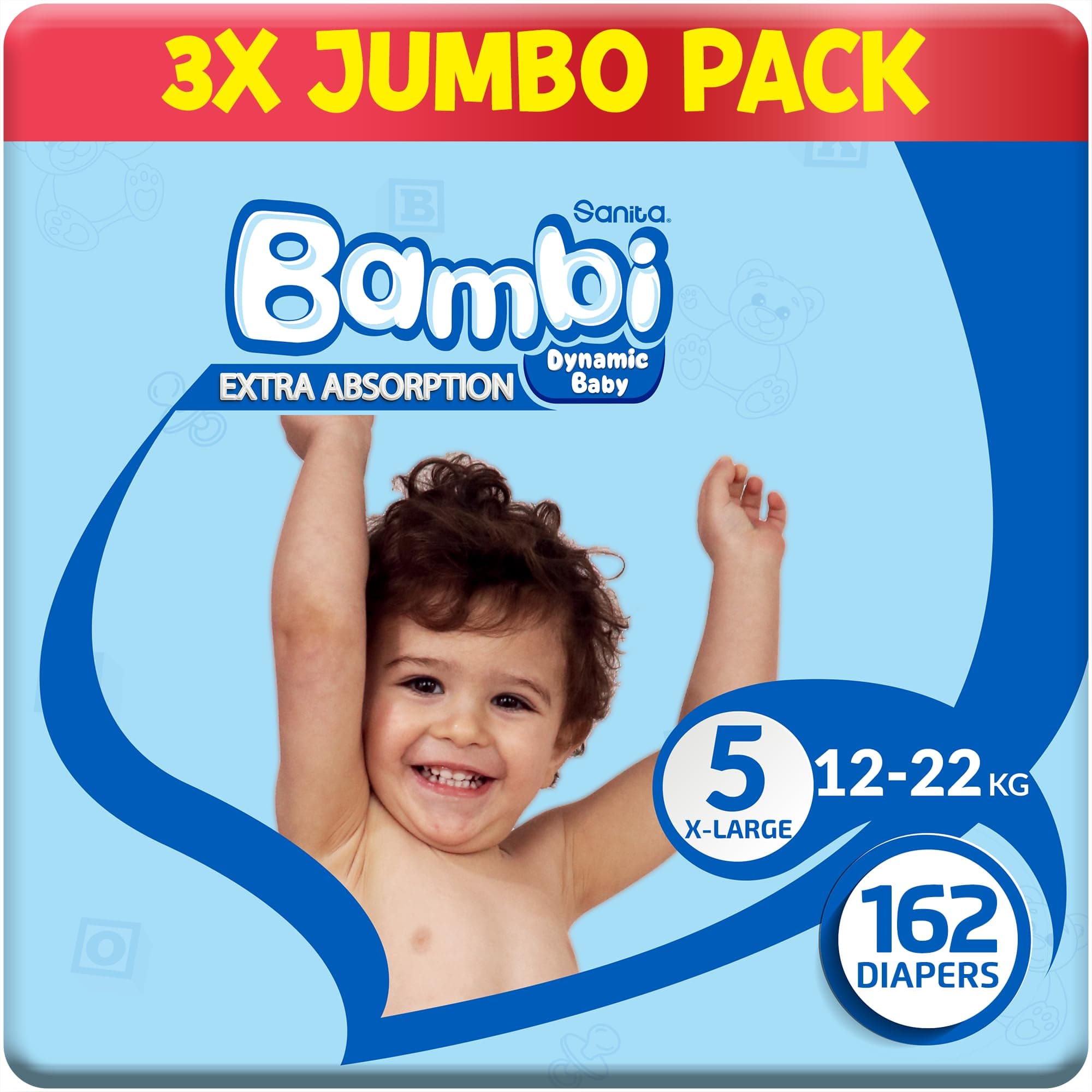 Sanita Bambi, Size 5, XL, 3X54, 162 Diapers