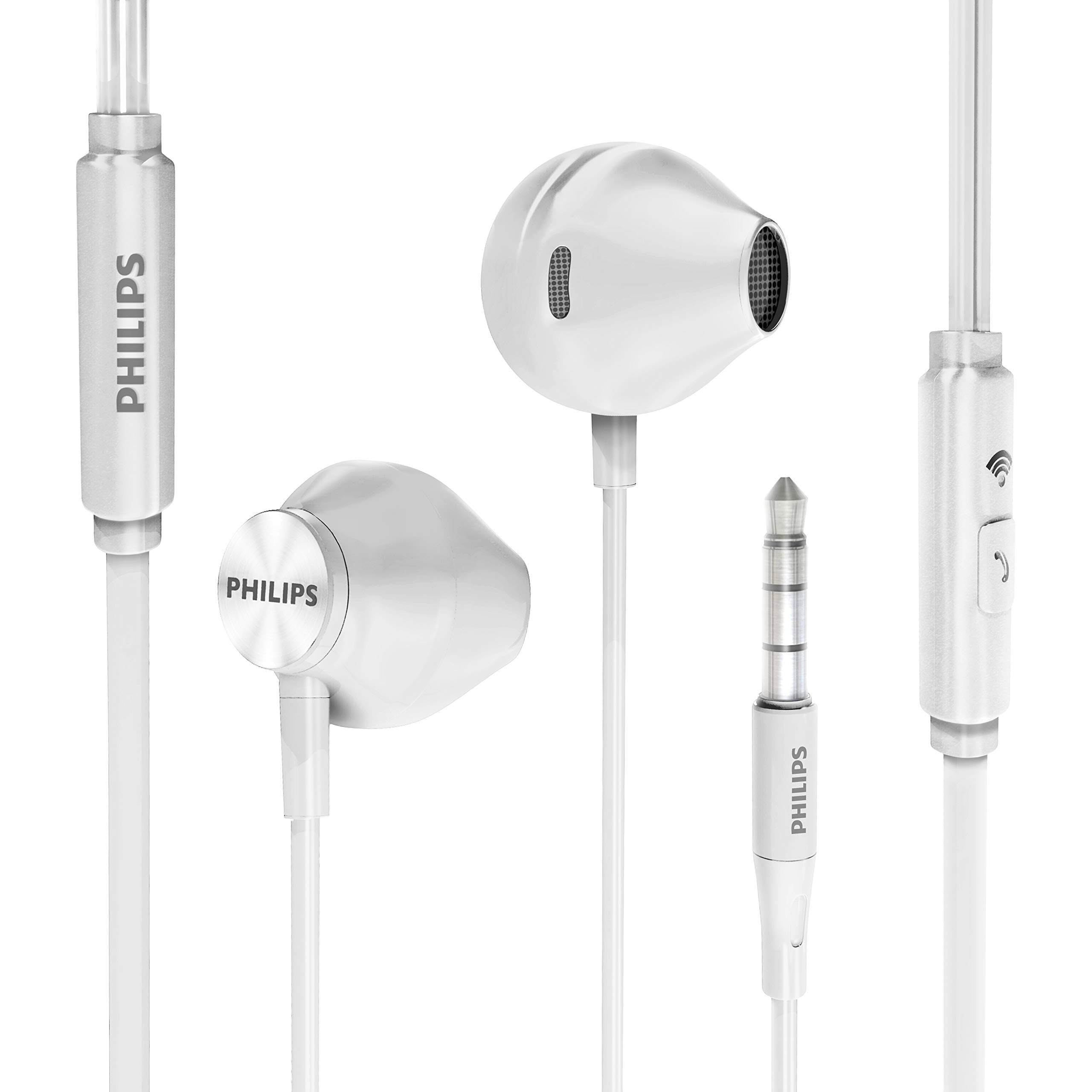 Wired Earbuds with Microphone - Ergonomic Comfort-Fit in Ear Headphones with Mic for Cell Phones, Earphones with Microphone with Bass Clear Sound - White