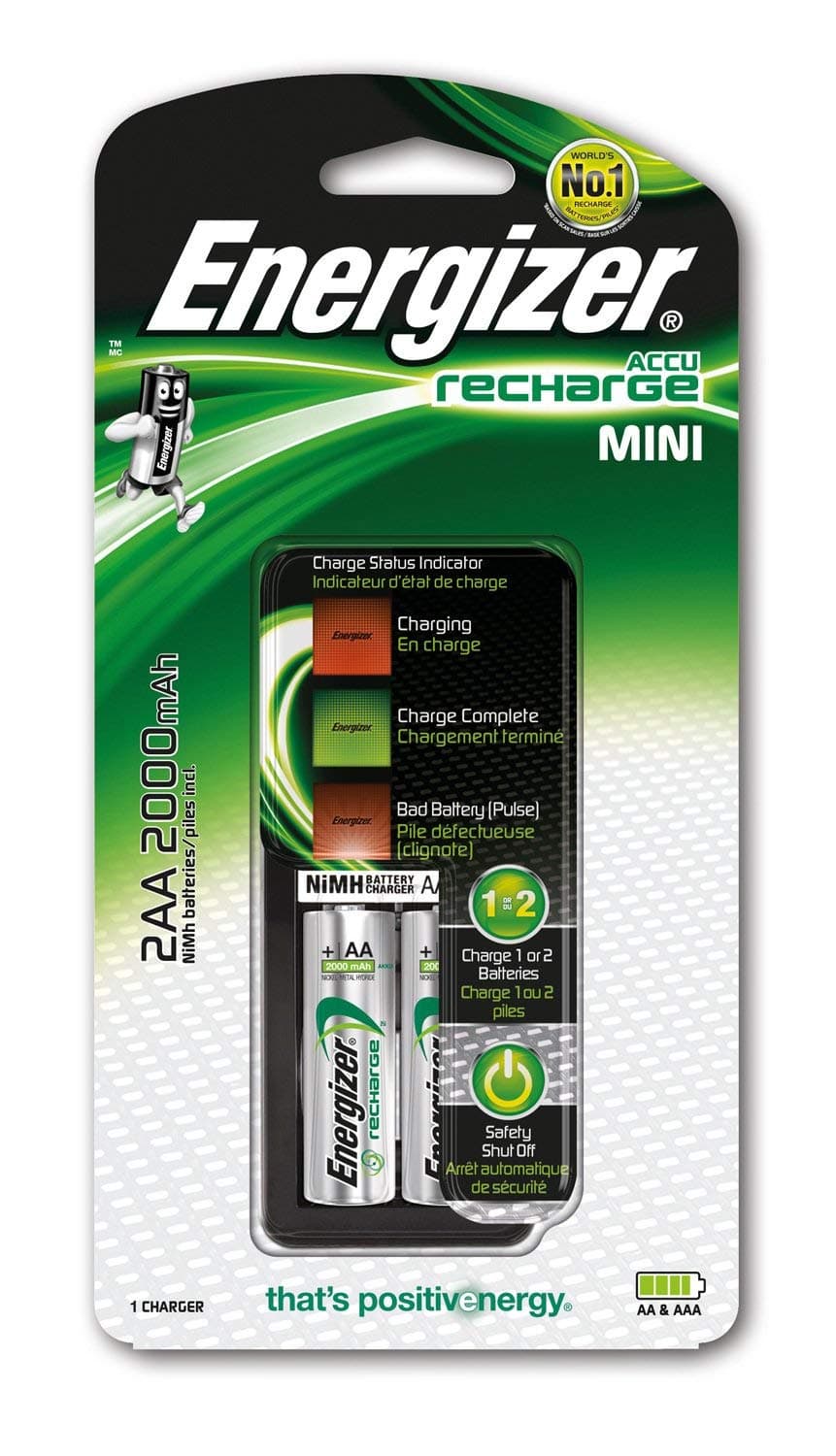 Mini Battery Charger (AA, Pack of 2)