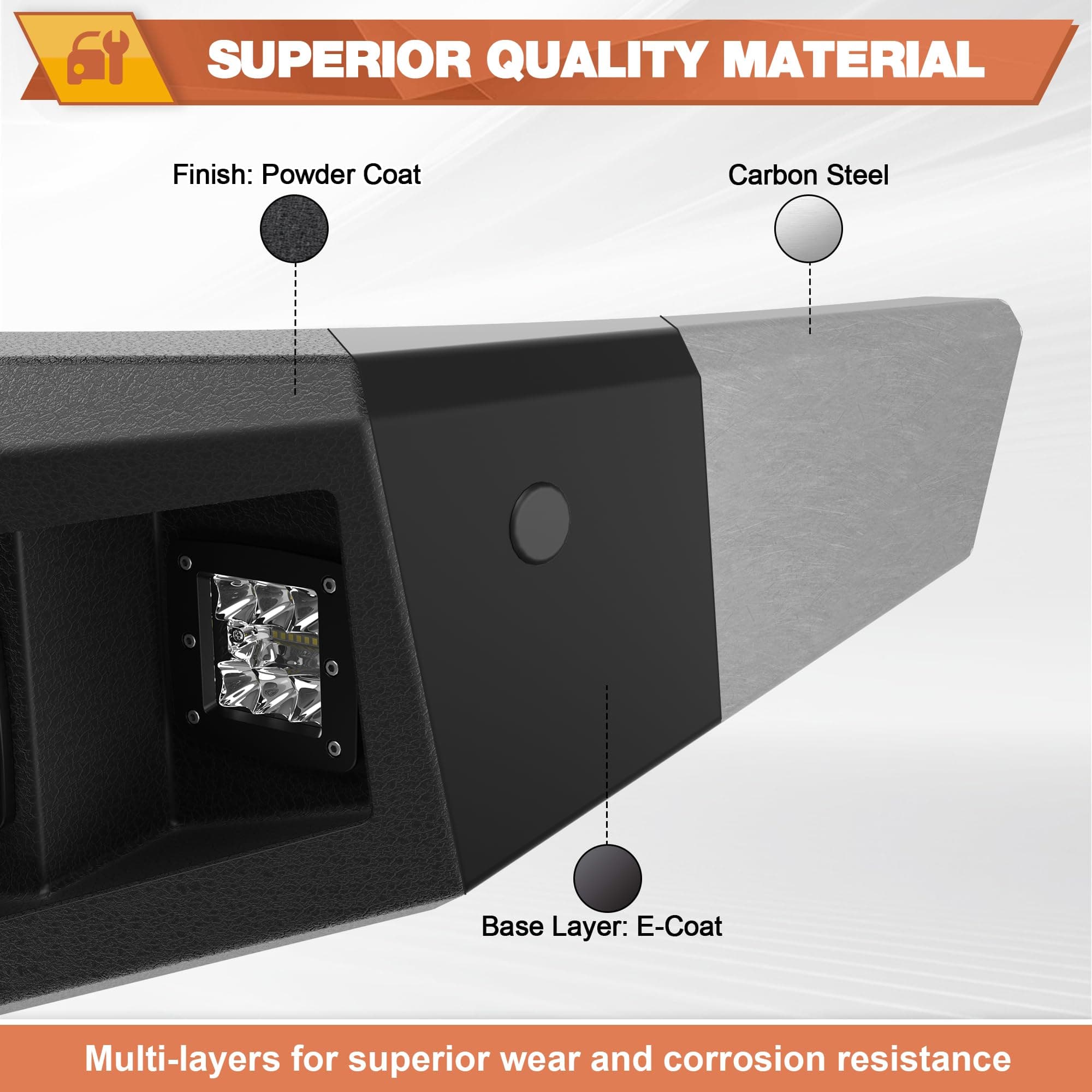 LONGSUN Front Bumper Fit for Chevy Silverado 1500 2007-2013, Pickup Truck Bumper Black with Winch Plate, D-ring and Lights (Compatible with Chevy Silverado 1500 2007 2008 2009 2010 2011 2012 2013)