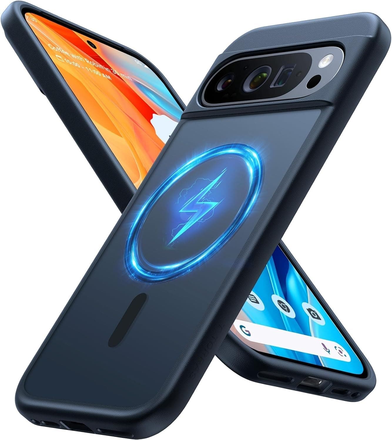 Magnetic Shockproof for Google Pixel 9 Pro XL Case, [Fit for MagSafe][16FT Mil-Grade Drop Protection] Translucent Protective Anti-Fingerprint Anti-Scratch Case for Pixel 9 Pro XL, Black