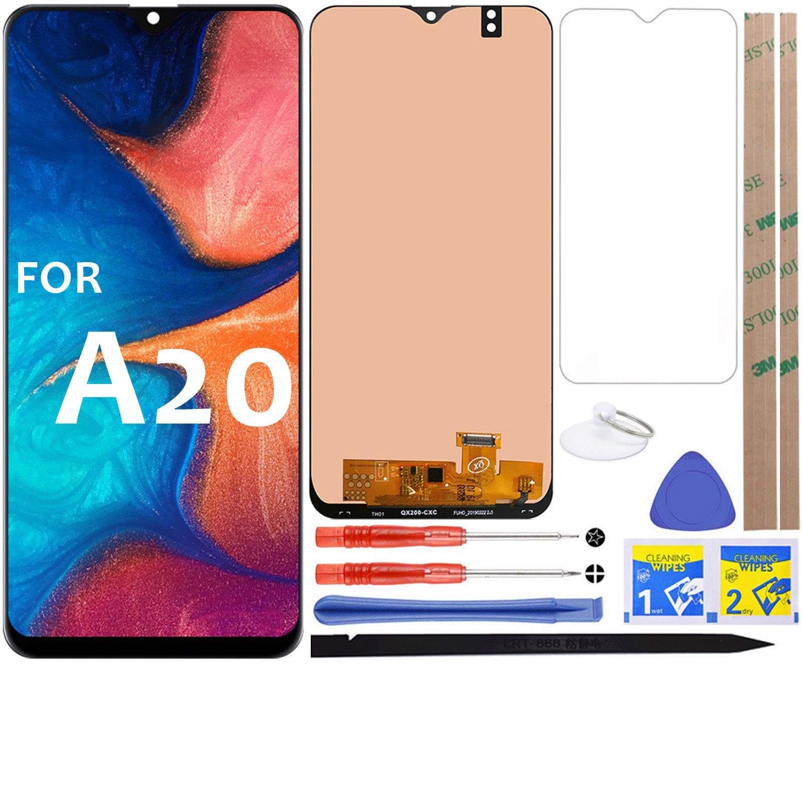 For A20 LCD Screen Replacement Touch Digitizer Display 6.4" (Black) for Samsung Galaxy A20 A205 SM-A205F/DS SM-A205U A205FN A205GN/DS A205YN A205G/DS SM-A205W