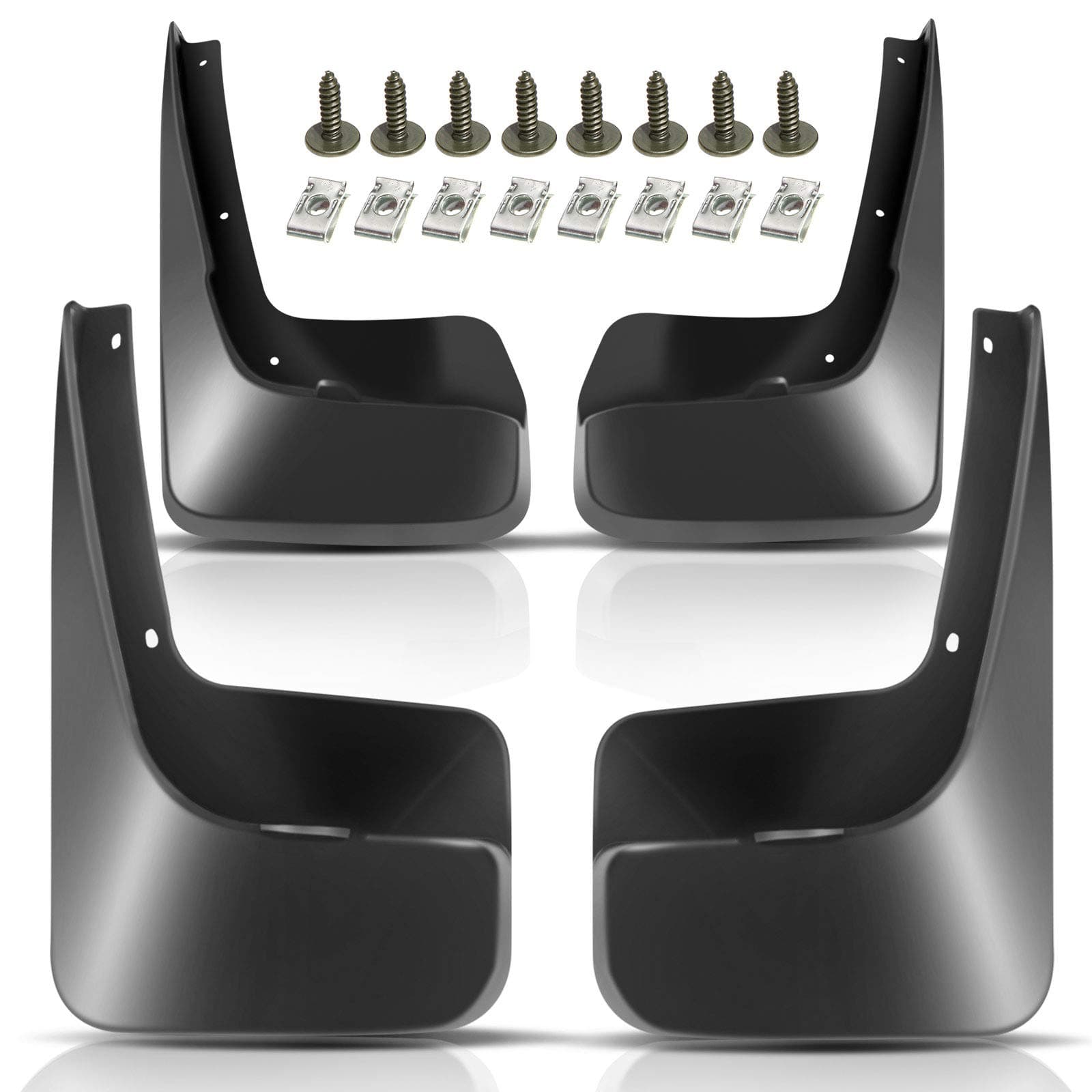 Set of 4 Mud Flaps Splash Guards Accessories Replacement for Dodge Grand Caravan 11-17, Chrysler Town & Country 11-17, Mini Passenger Van, Without Running Boards, Front and Rear LH RH, Black