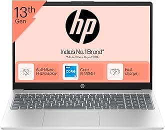 HP 15, 13th Gen Intel Core i5-1334U Laptop (8GB RAM, 512GB SSD), Anti-Glare, 15.6"/39.6cm, FHD, Win 11, MS Office 2021, Silver, 1.59Kg, Intel UHD Graphics, FHD Camera, Backlit KB, fd0220TU