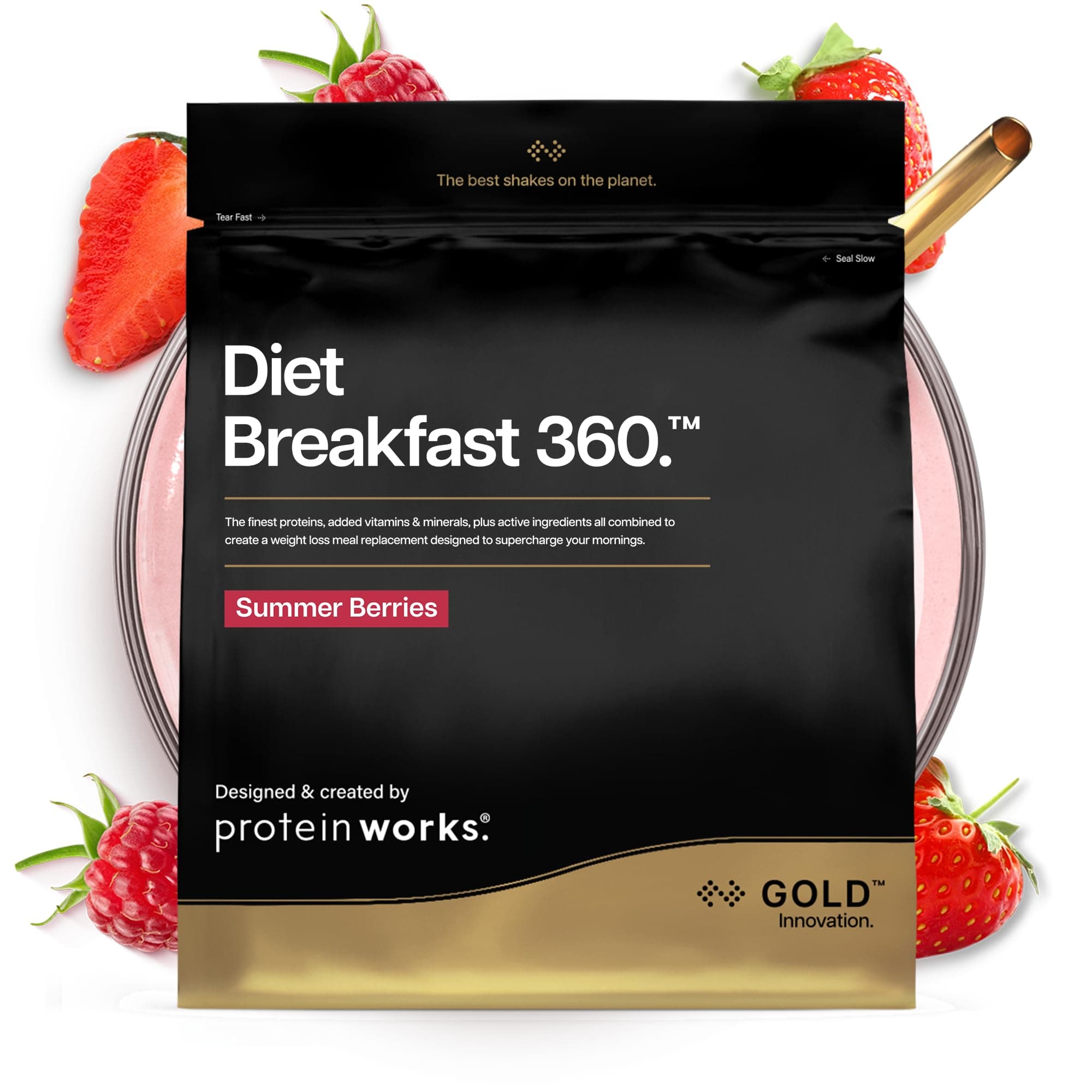 – Protein Works | Diet Breakfast 360 - GOLD Innovation, On-the-Go Healthy Weight Loss Meal Replacement Shake, Added Caffeine, Low Sugar, Summer Berries, 36 Servings, 2kg